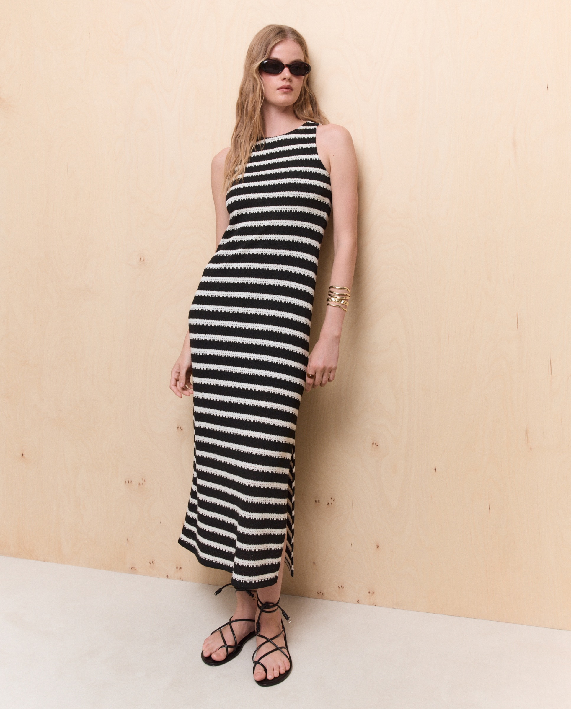Vestido de tirantes estampado de mujer - Easy Wear - Negro Negro-2