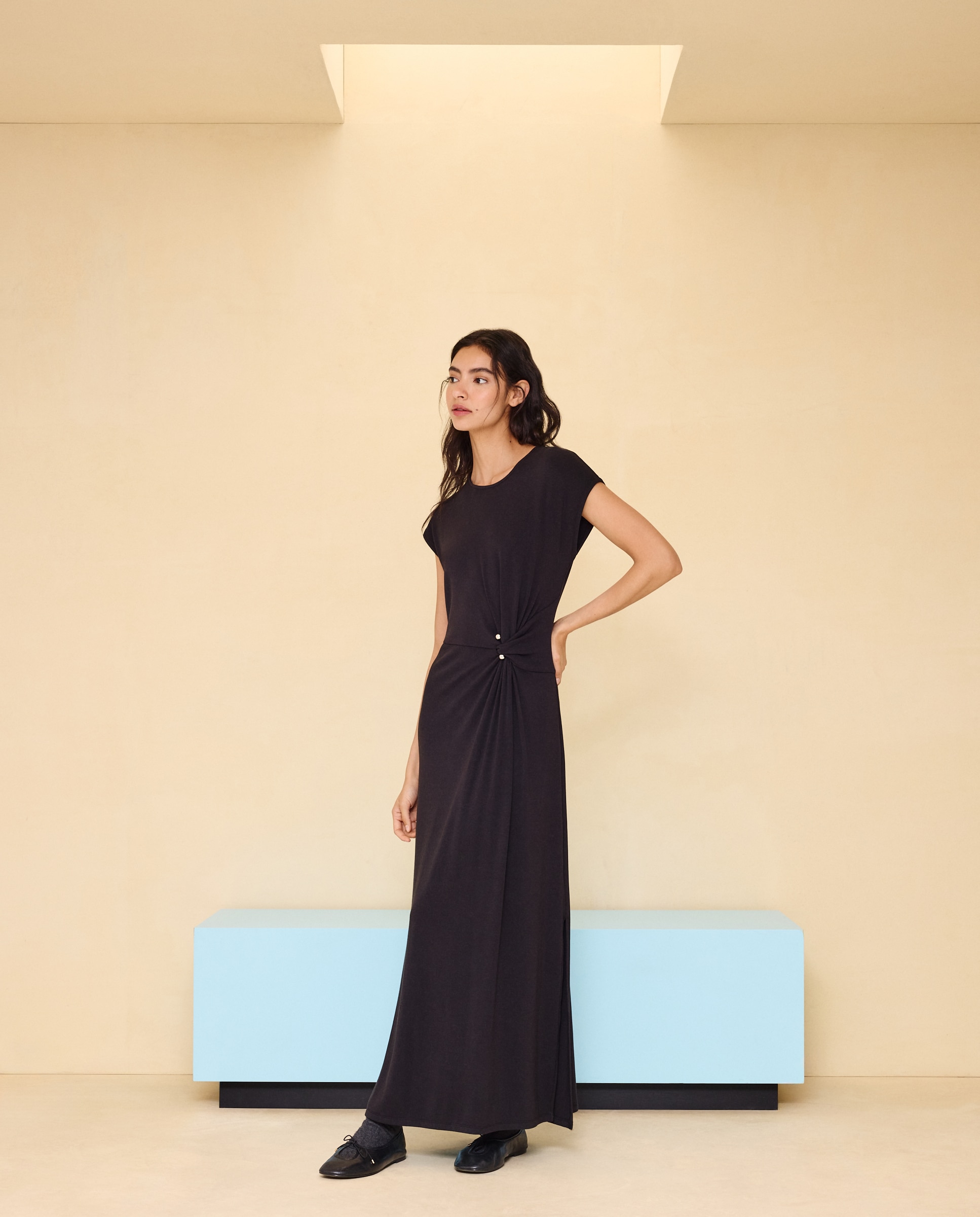 Vestido midi de mujer - Easy Wear - Negro Negro-2