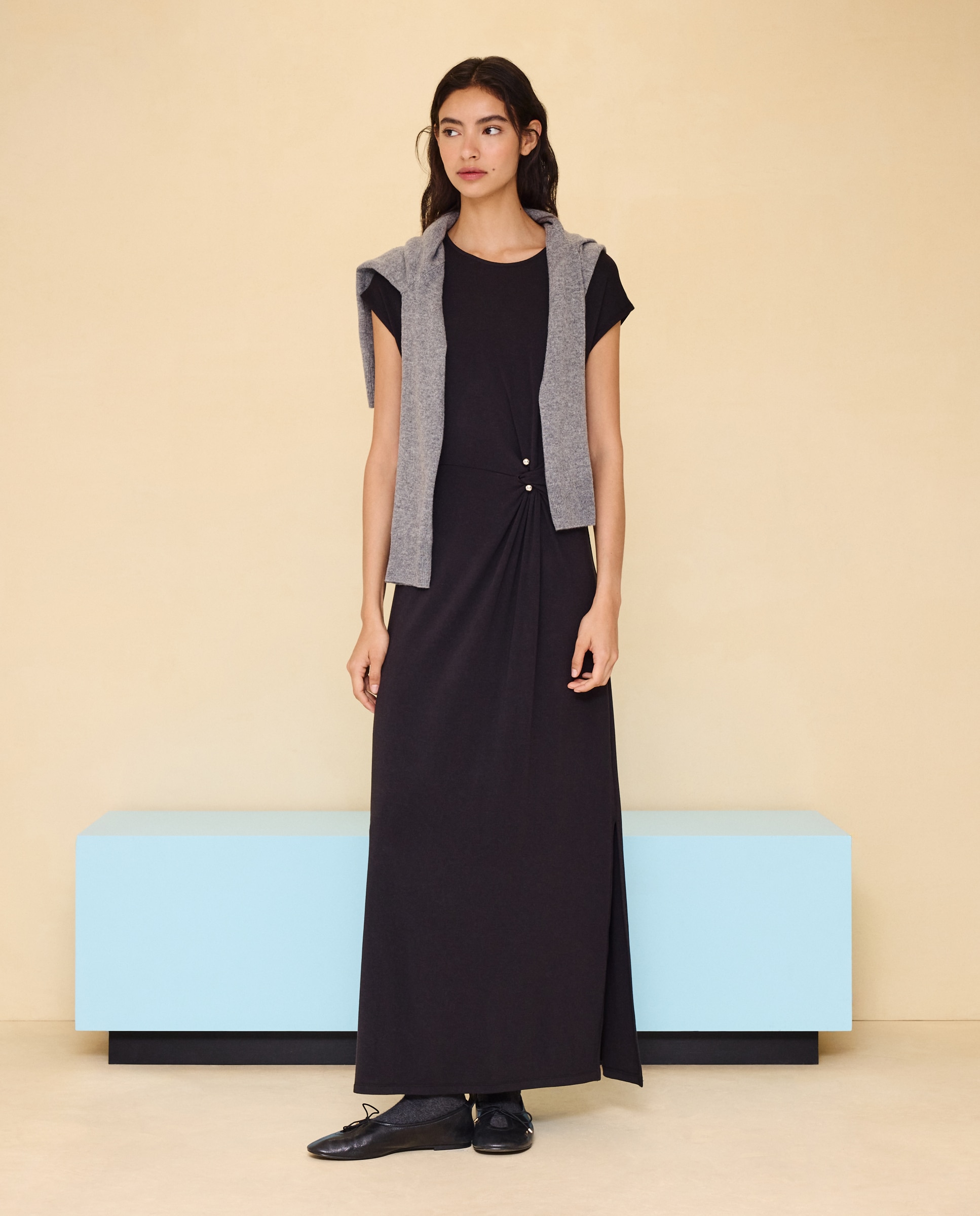 Vestido midi de mujer - Easy Wear - Negro Negro-4
