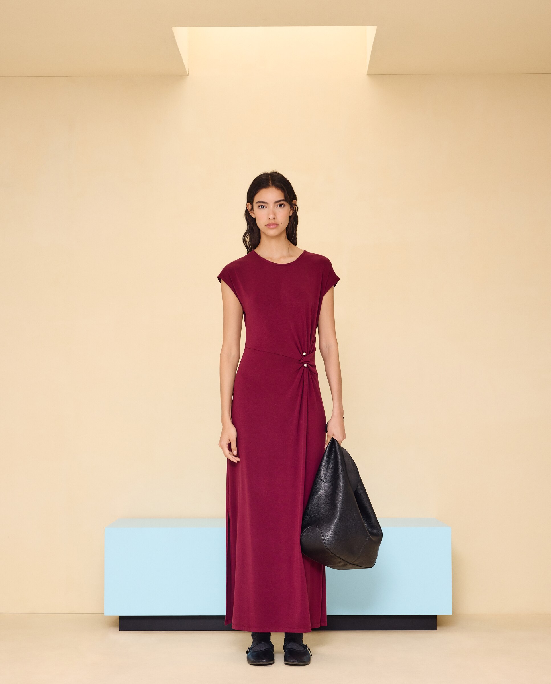Vestido midi de mujer - Easy Wear - Burdeos Burdeos-1