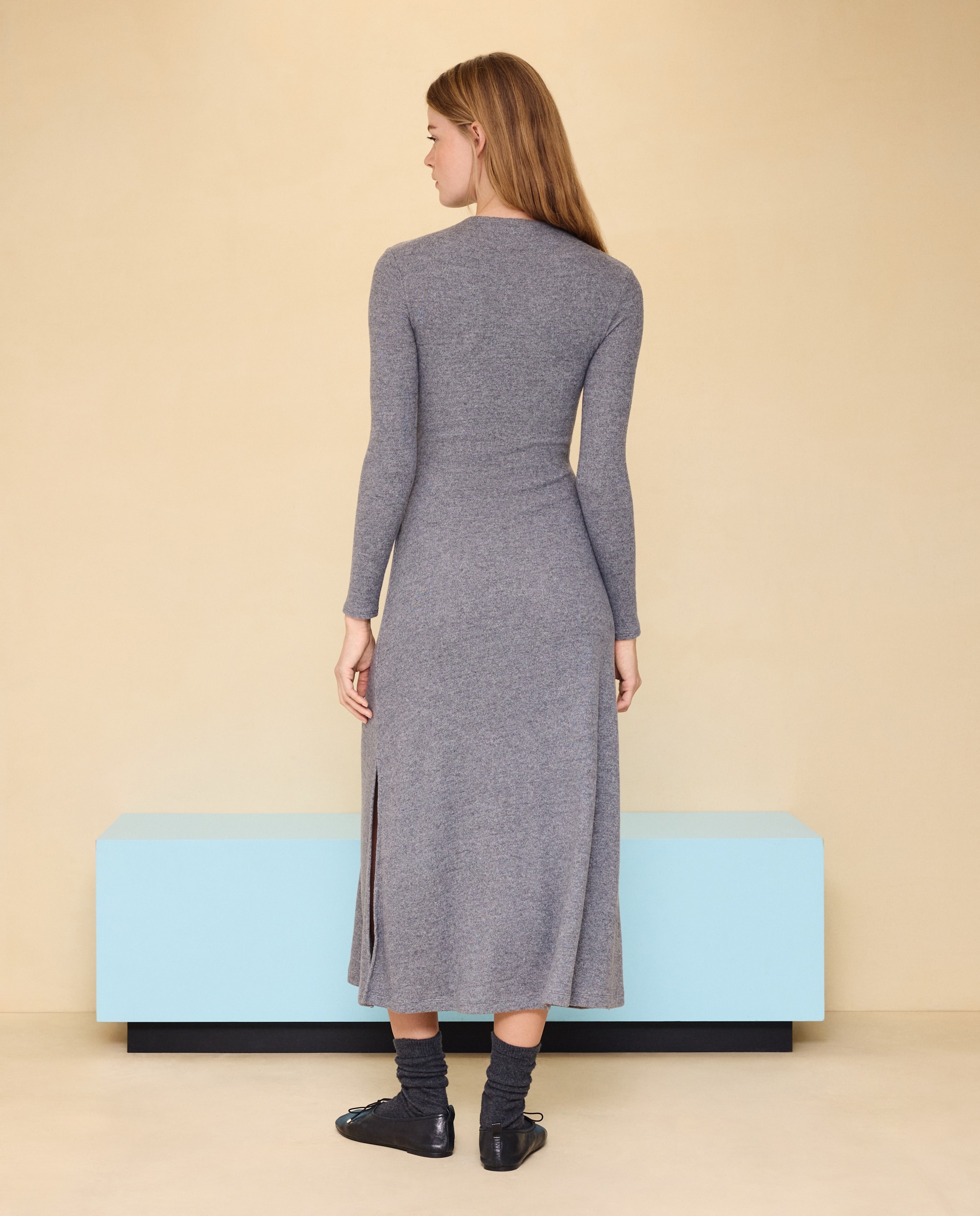 Vestido manga larga de mujer - Easy Wear - Gris claro Gris claro-2