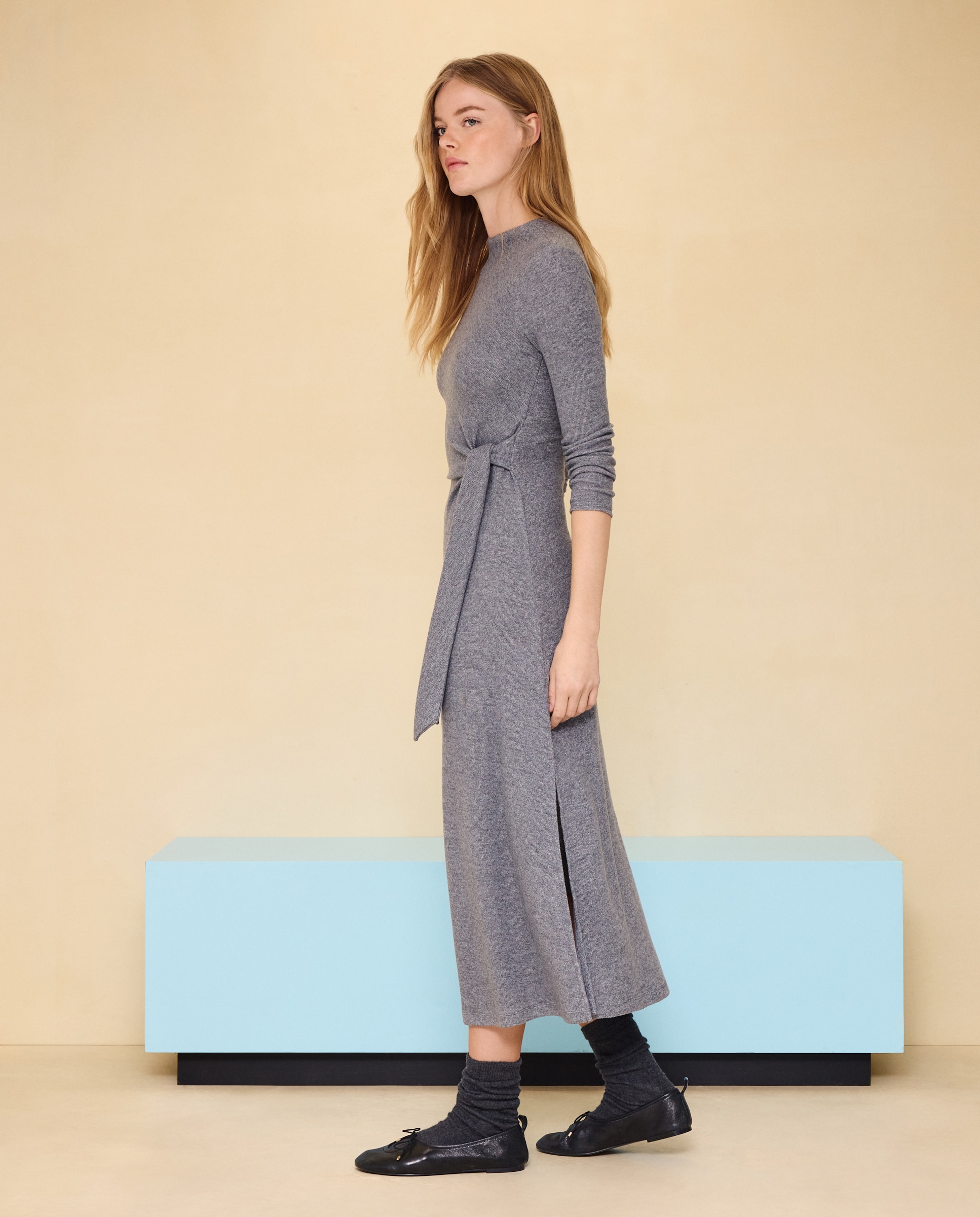 Vestido manga larga de mujer - Easy Wear - Gris claro Gris claro-3