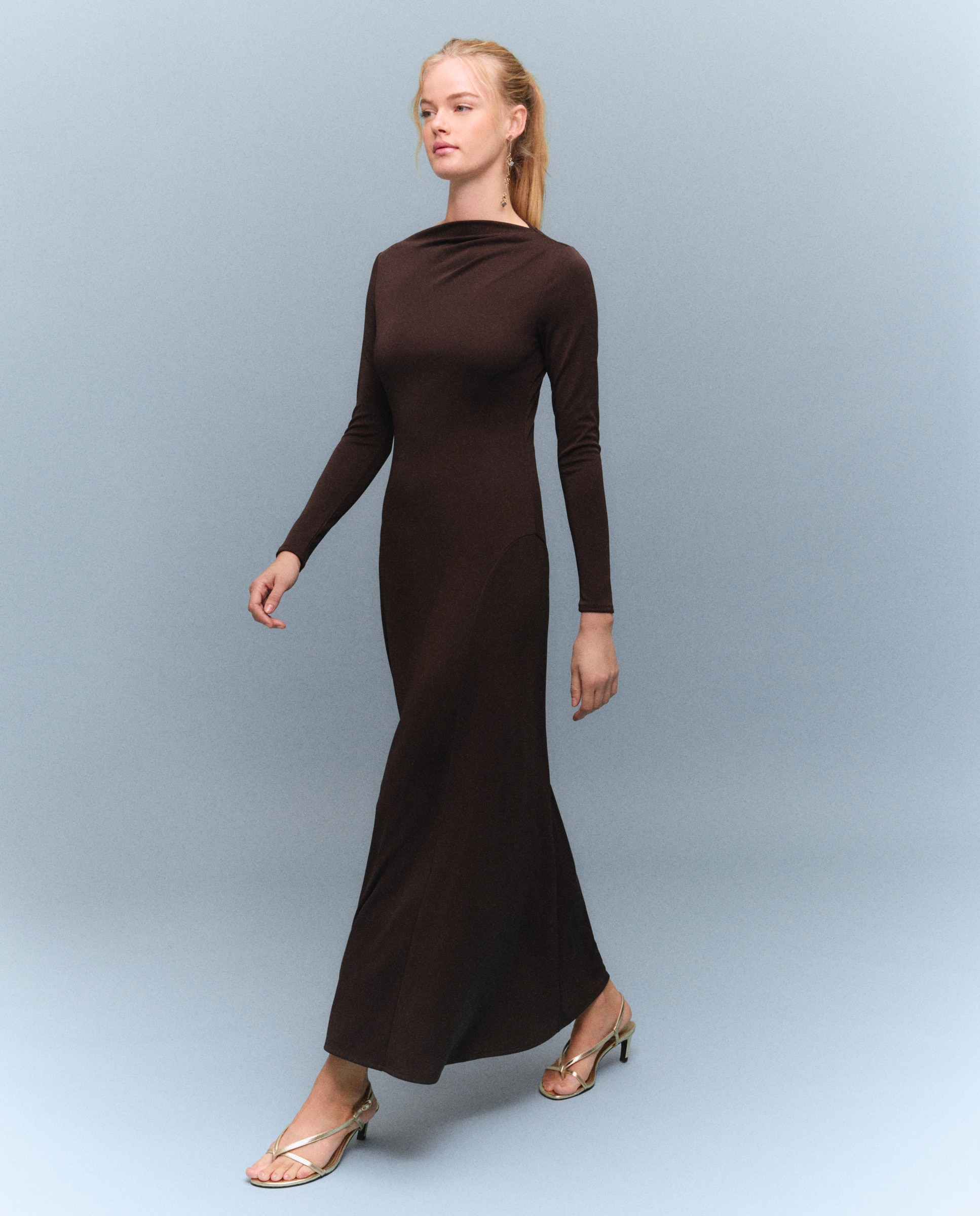 Vestido midi de mujer - Easy Wear - Marrón Marrón-1