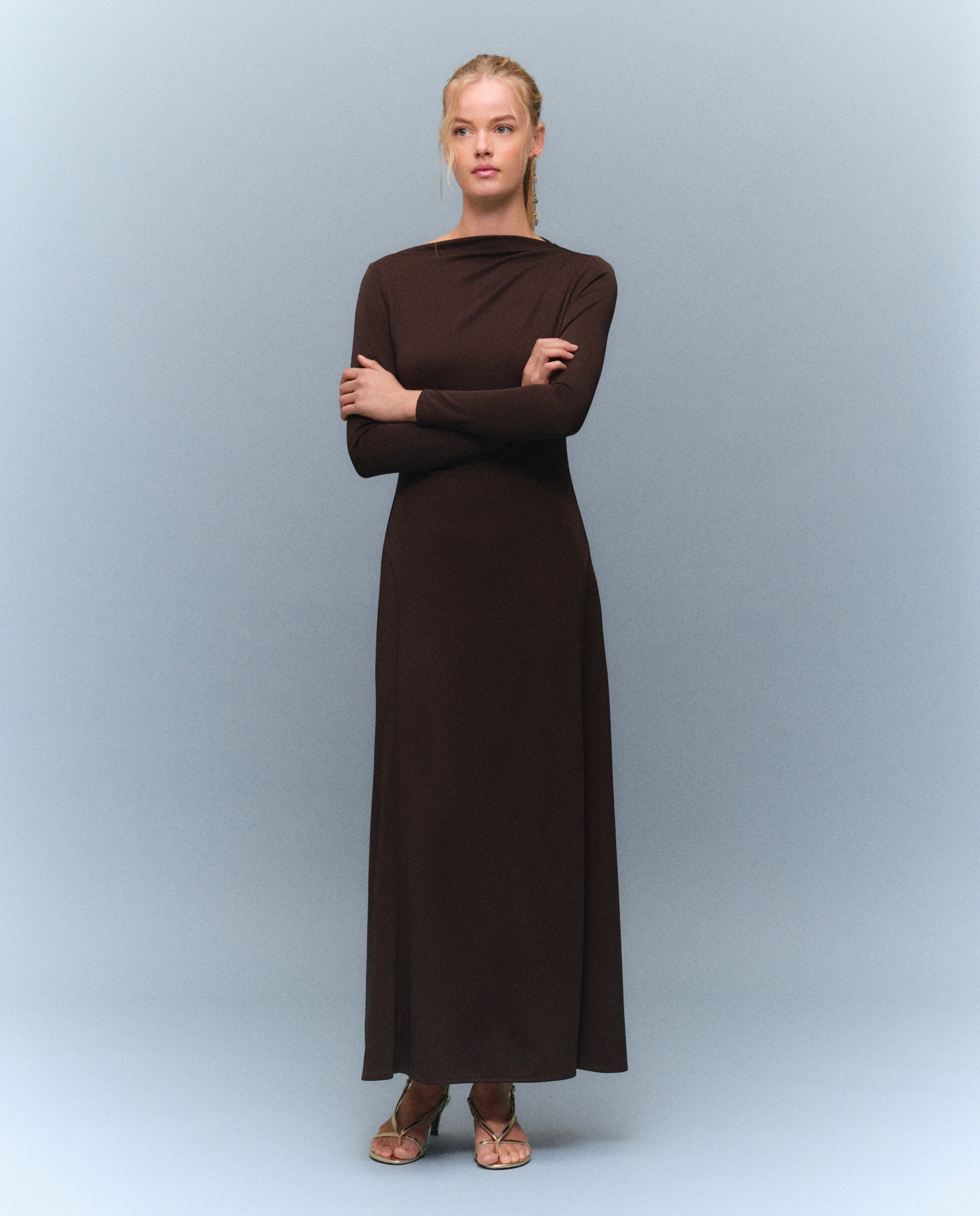 Vestido midi de mujer - Easy Wear - Marrón Marrón-2