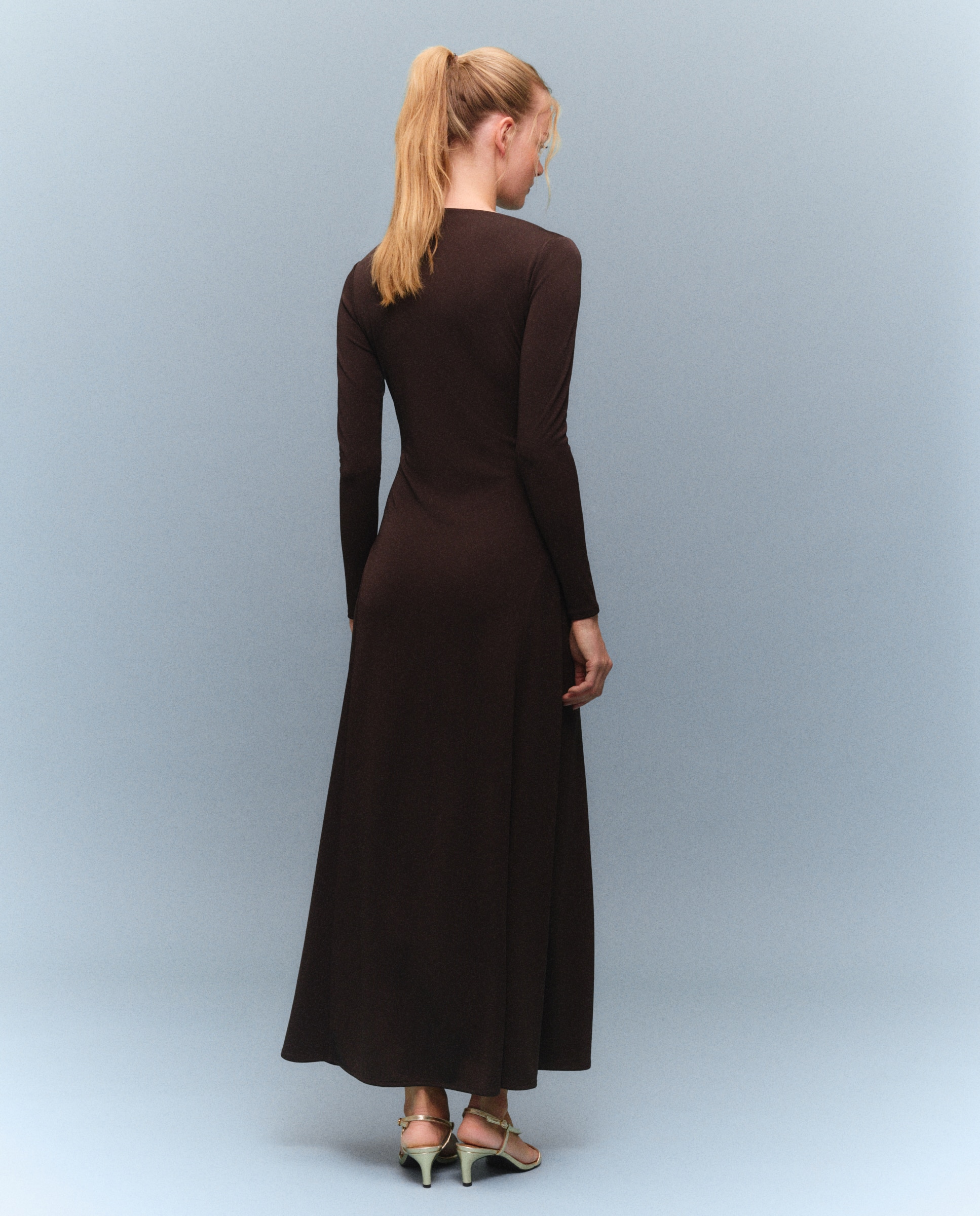 Vestido midi de mujer - Easy Wear - Marrón Marrón-3