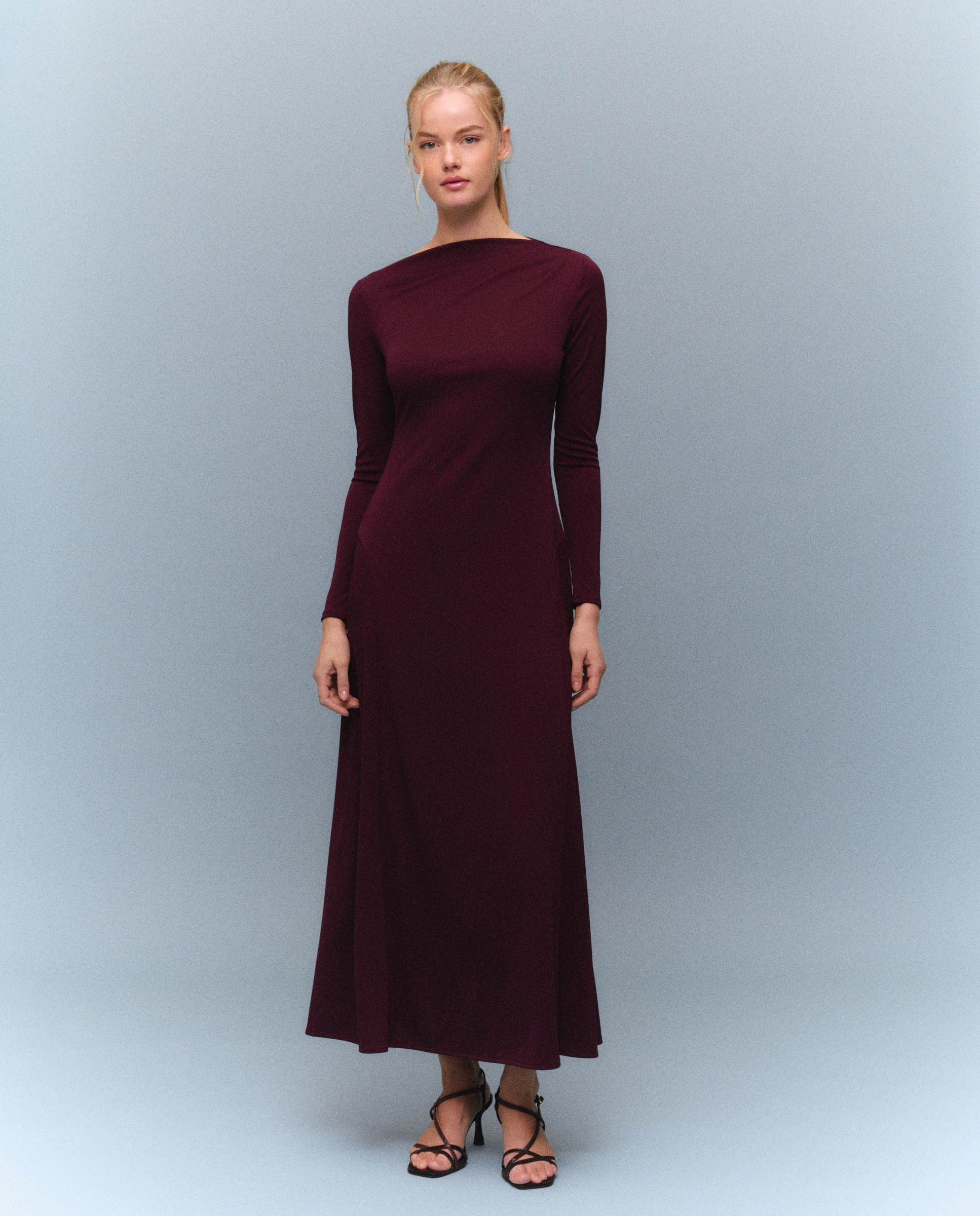 Vestido midi de mujer - Easy Wear - Burdeos Burdeos-1