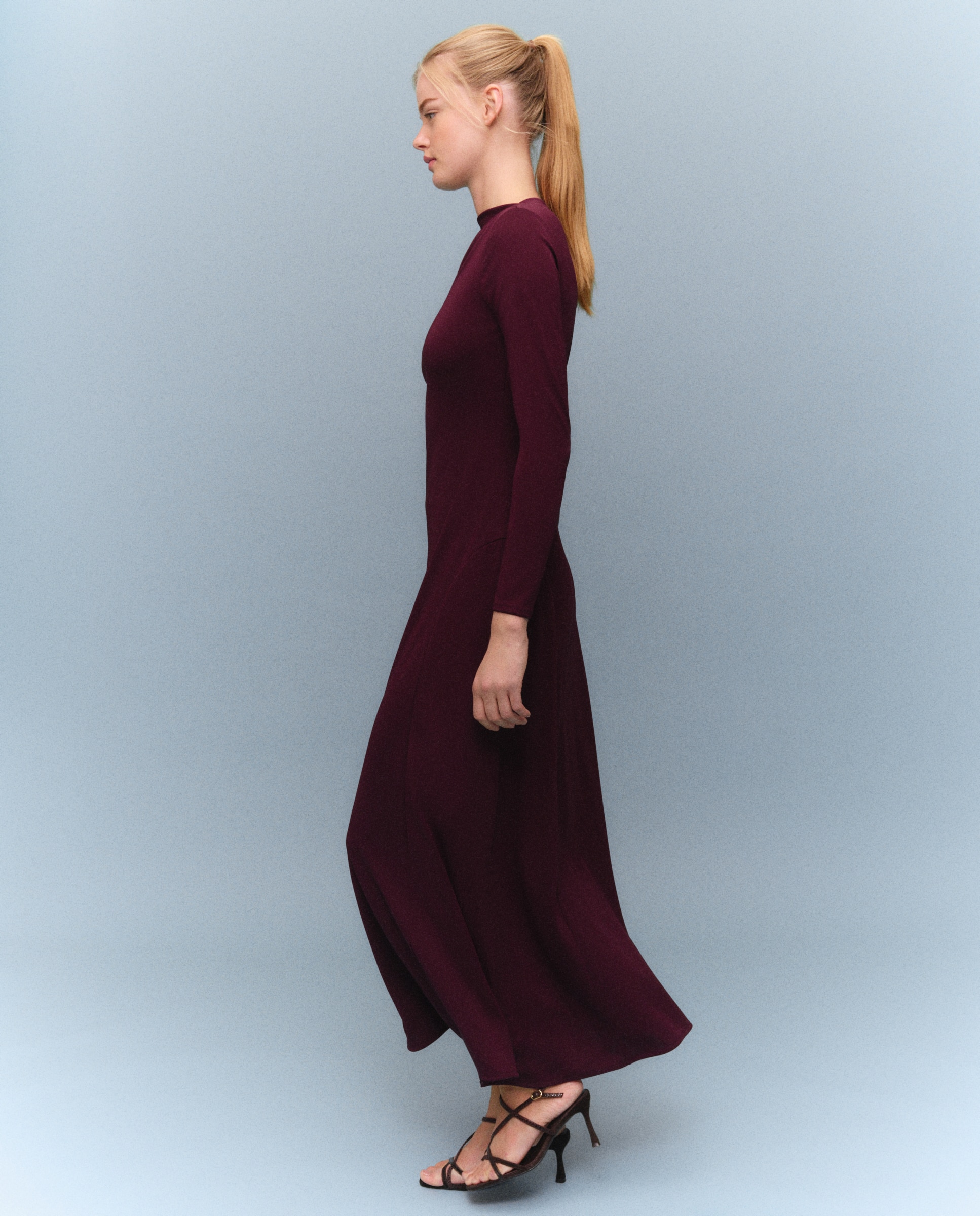 Vestido midi de mujer - Easy Wear - Burdeos Burdeos-2