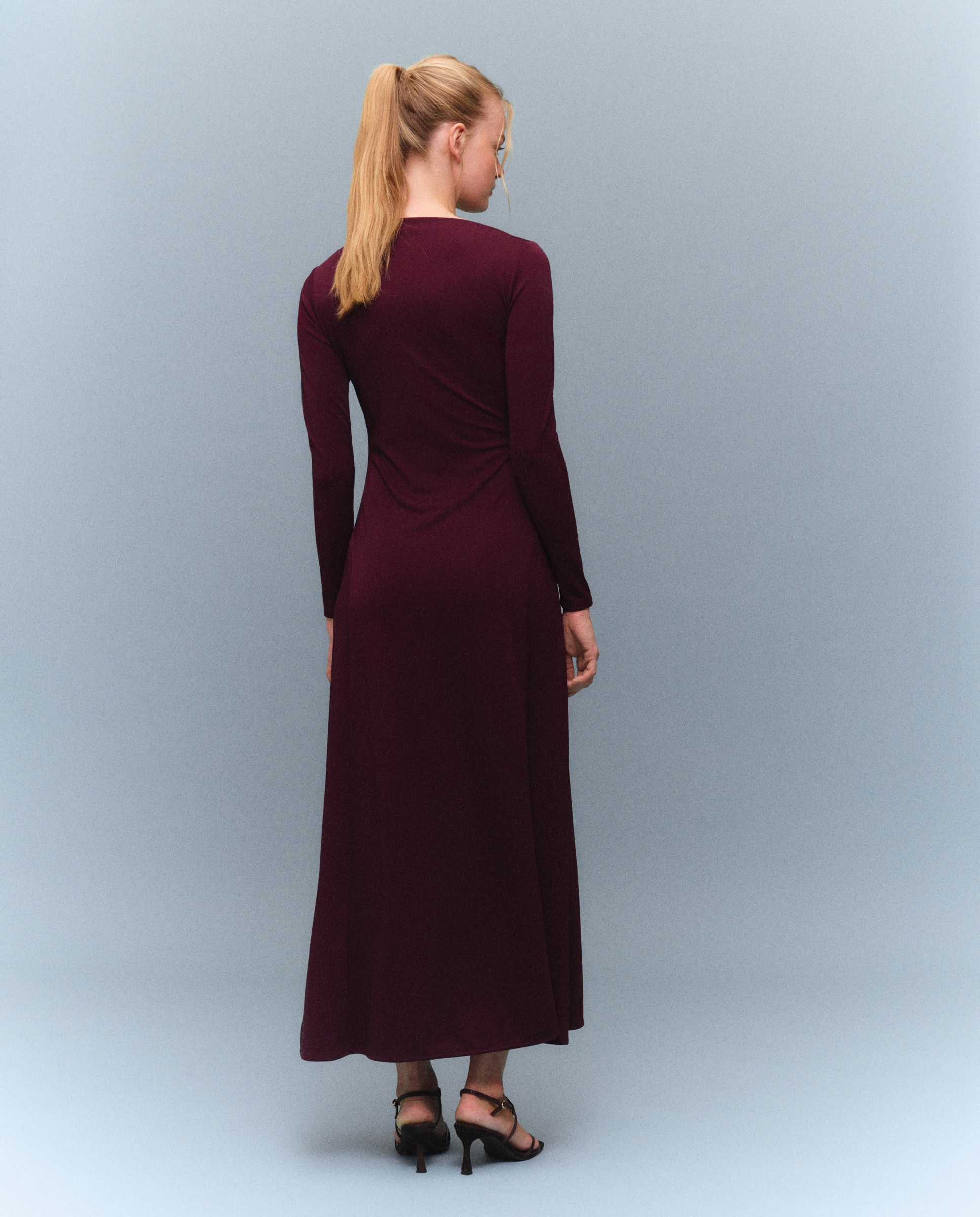 Vestido midi de mujer - Easy Wear - Burdeos Burdeos-3