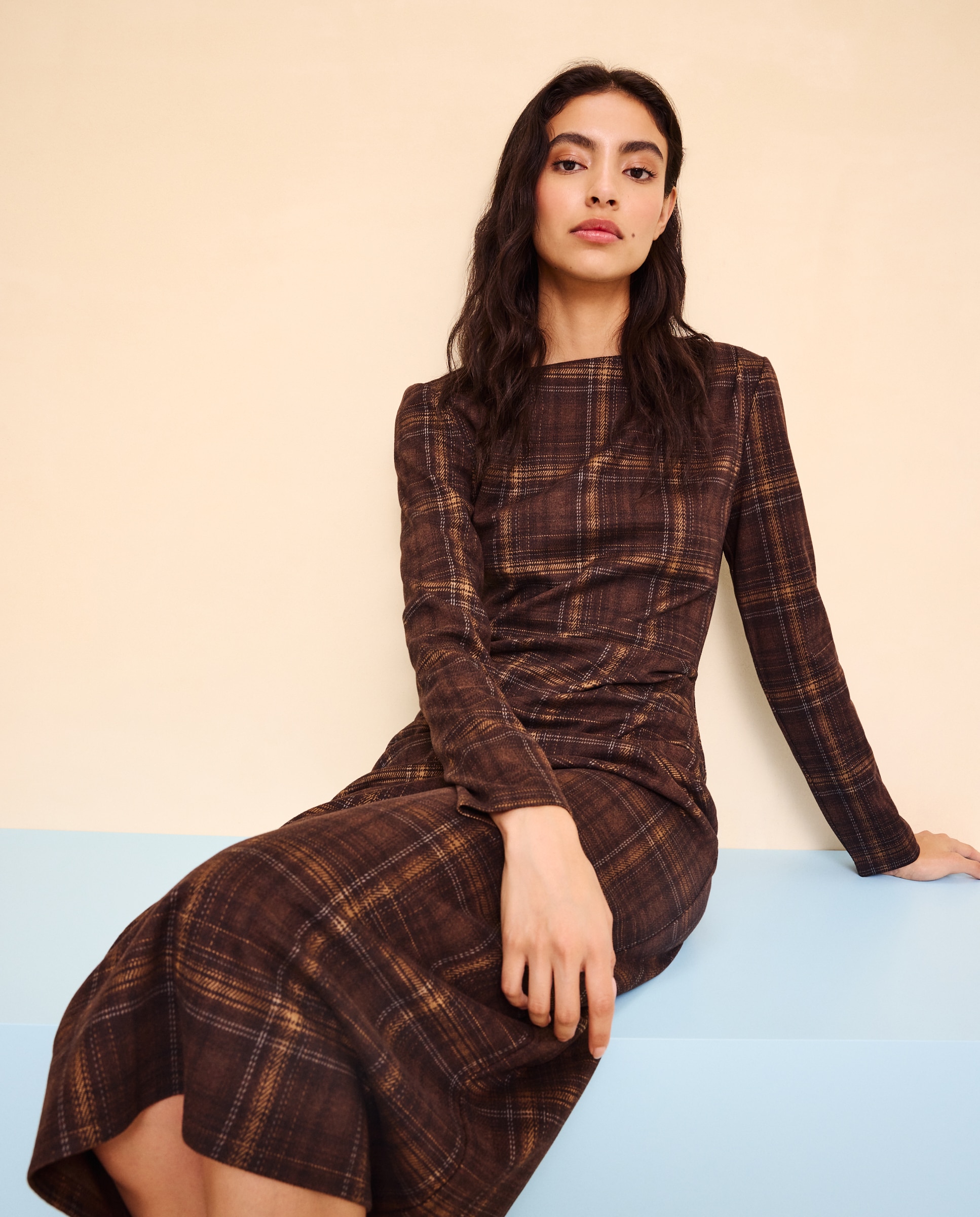 Vestido midi - Easy Wear - Marrón Marrón-2