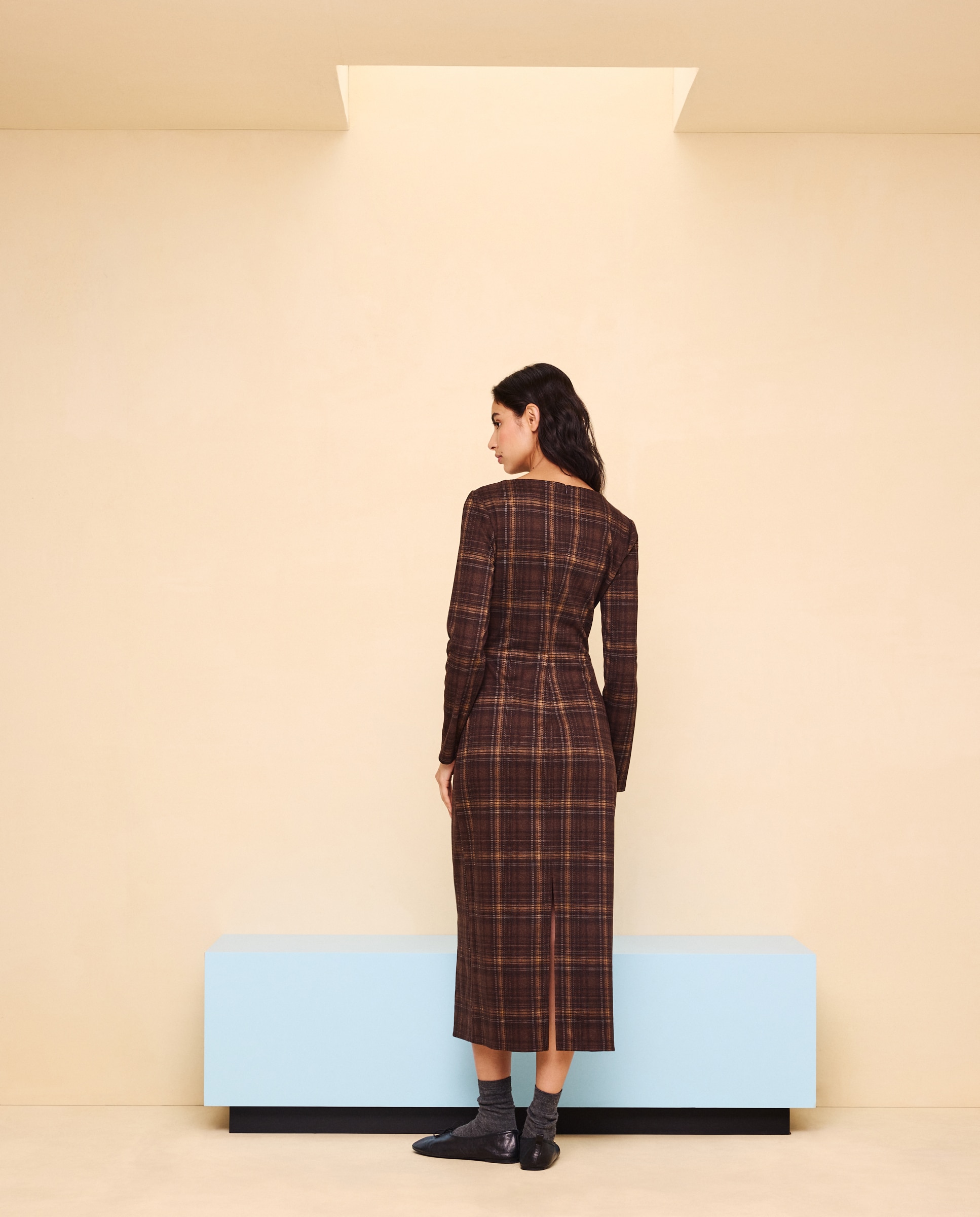 Vestido midi - Easy Wear - Marrón Marrón-3