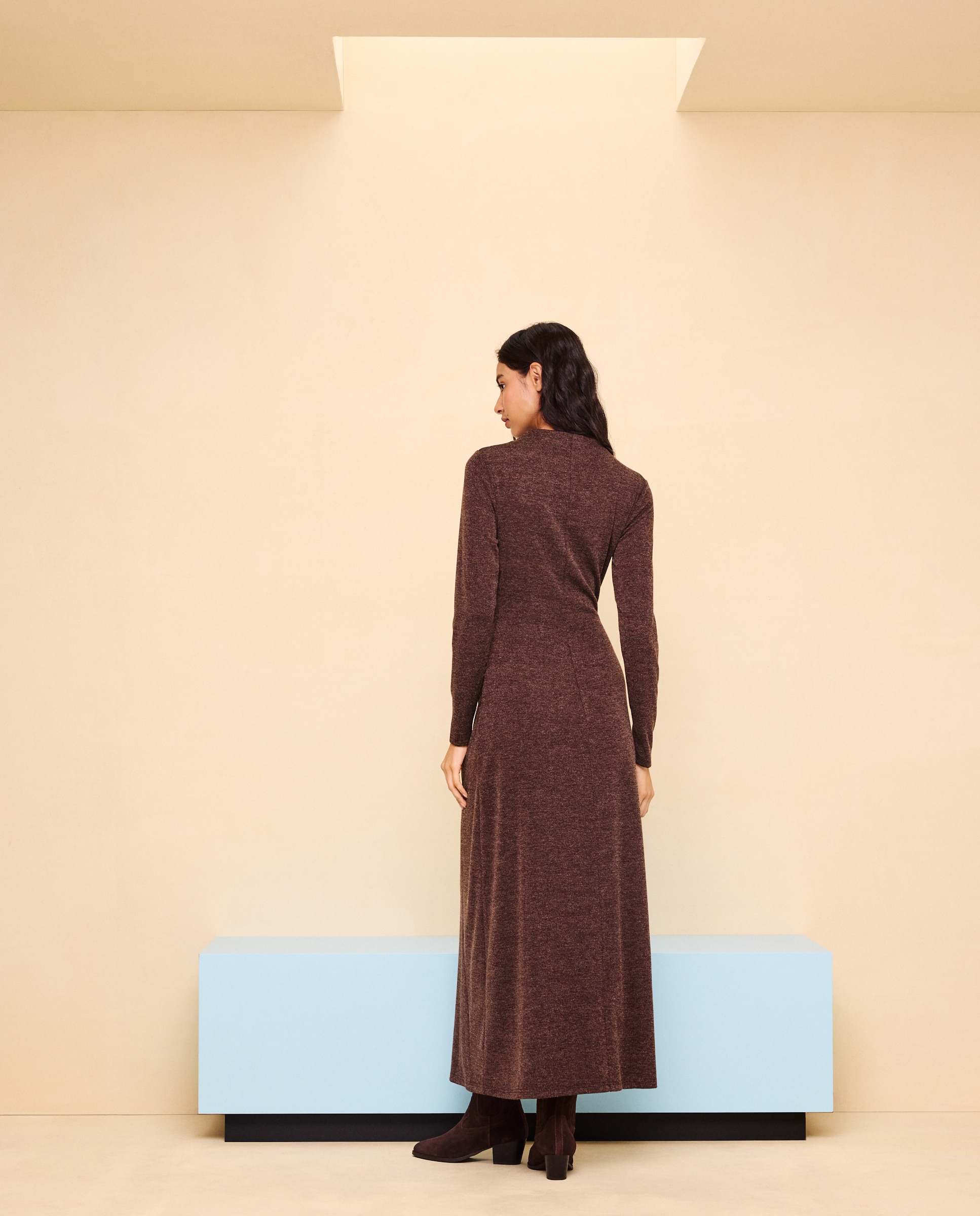 Vestido midi Castanho-3