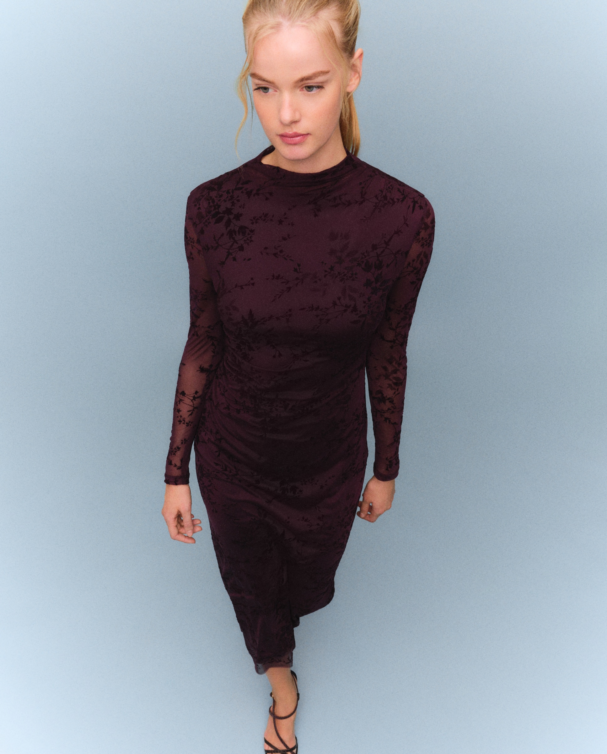 Vestido de mujer midi - Easy Wear - Burdeos Burdeos-2