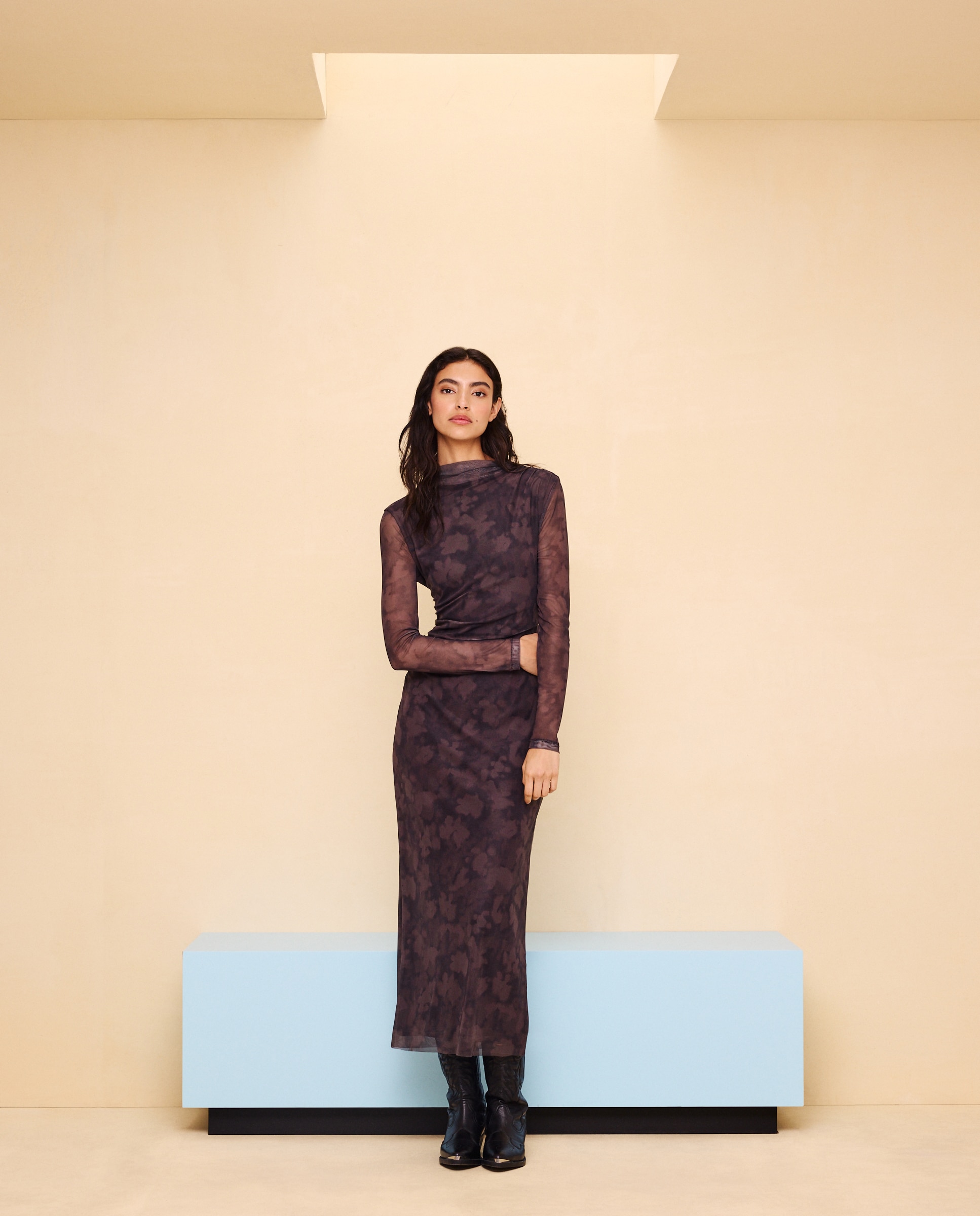 Vestido de mujer midi - Easy Wear - Marrón Marrón-1