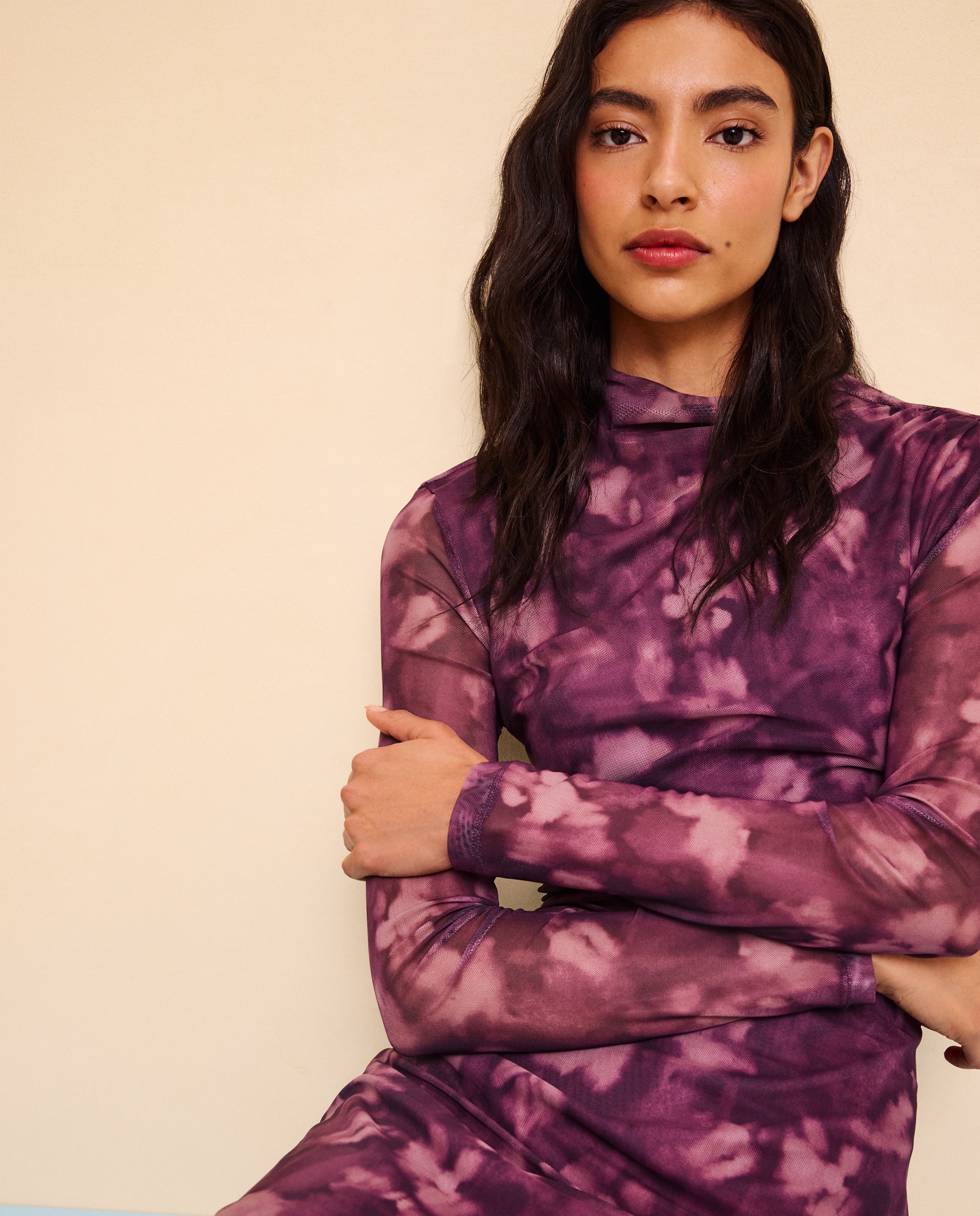 Vestido midi Bordeaux-2
