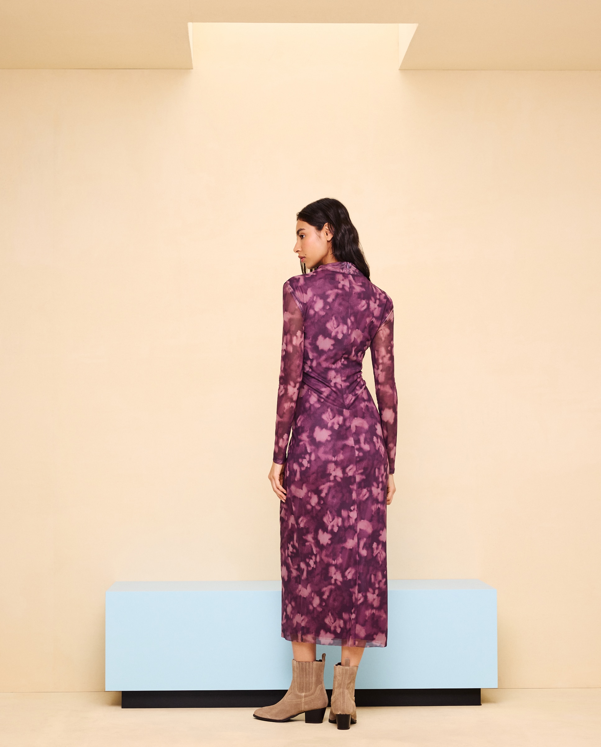 Vestido midi Bordeaux-3