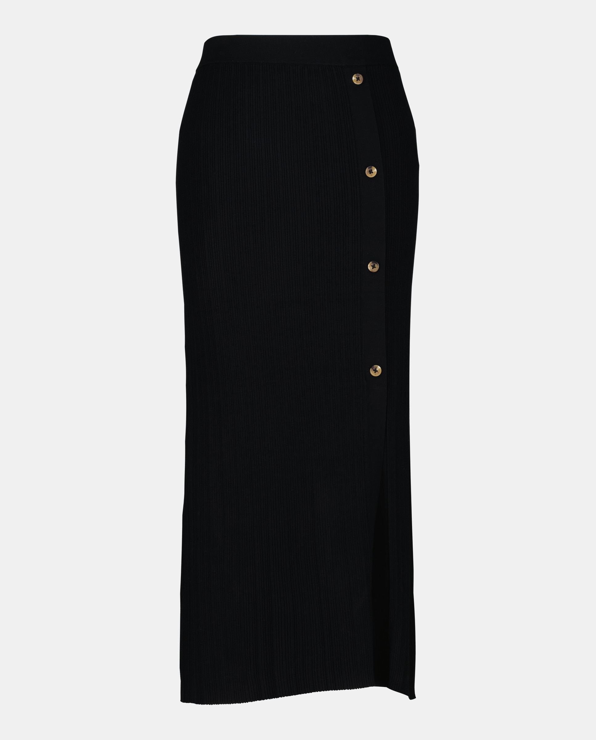 Saia de Tricot Canelado Midi Preto-4