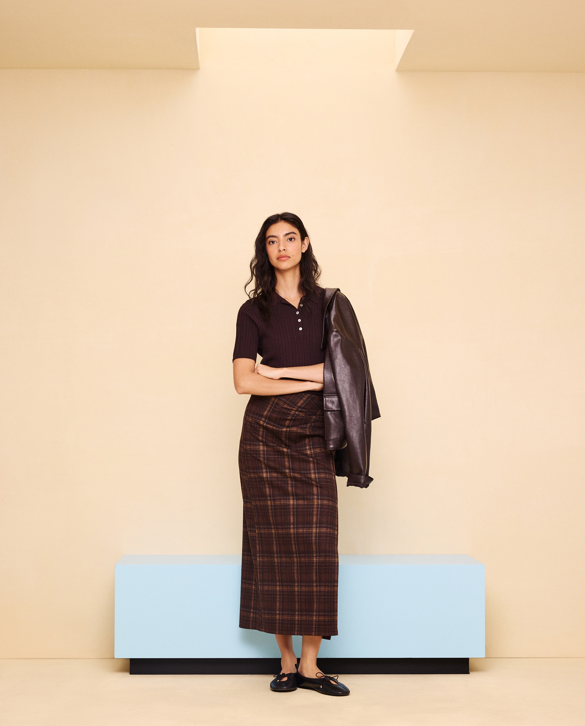 Falda midi - Easy Wear - Marrón Marrón-1