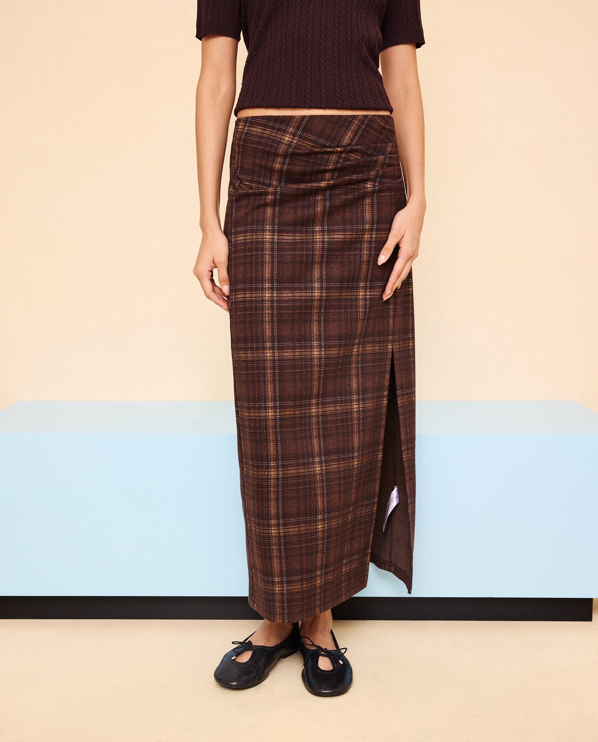 Falda midi - Easy Wear - Marrón Marrón-2