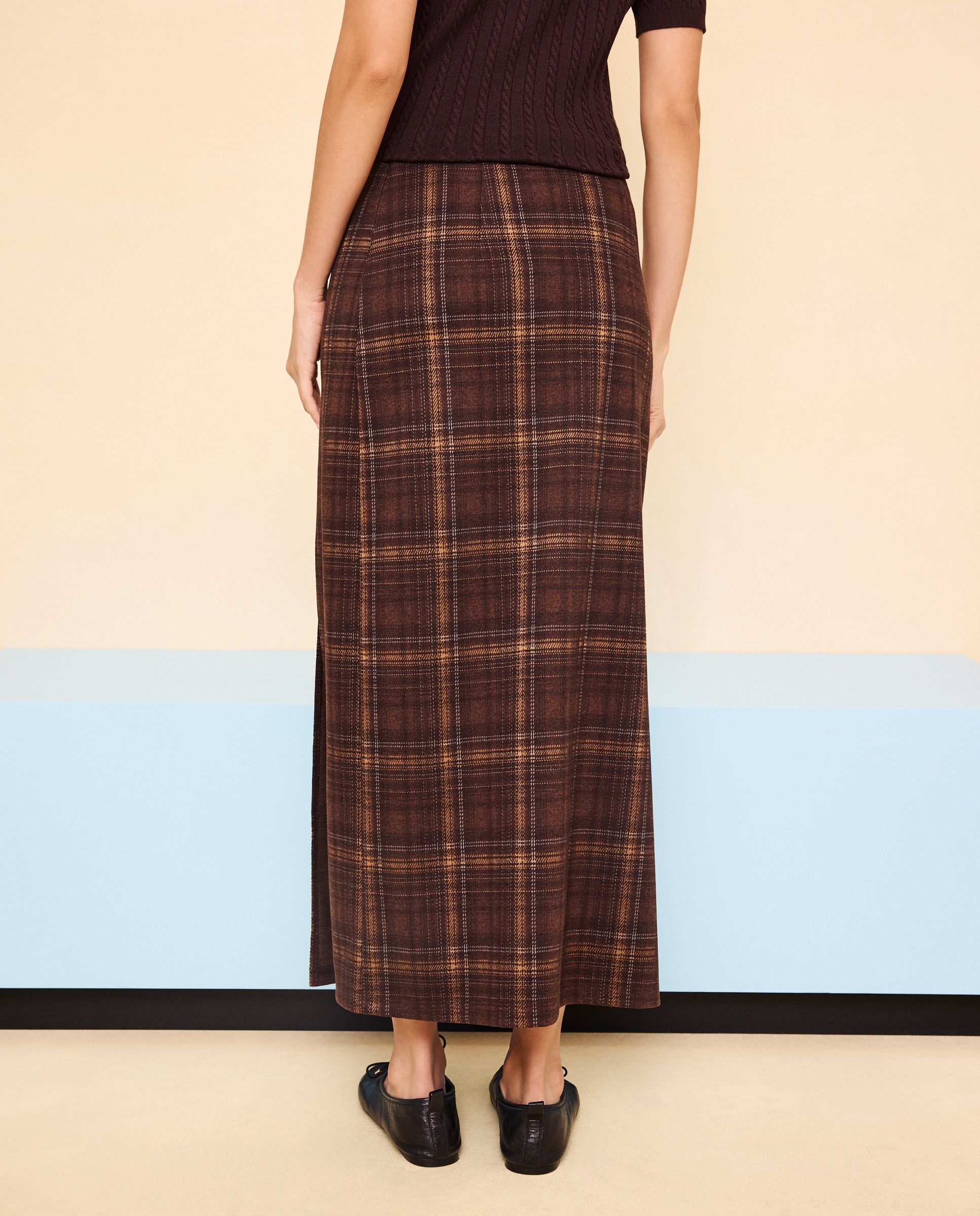 Falda midi - Easy Wear - Marrón Marrón-3