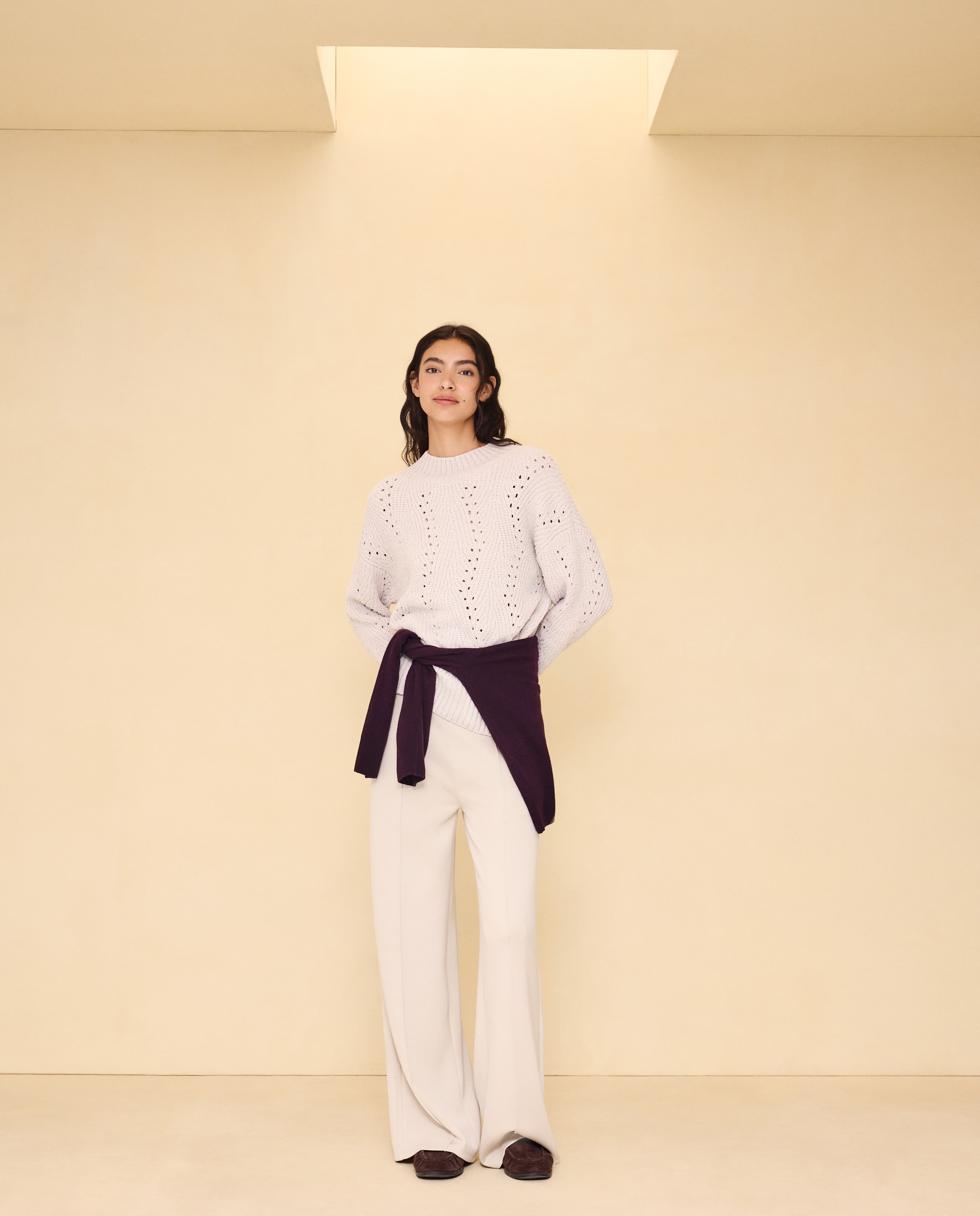 Pantalón ancho felpa de mujer - Easy Wear - 850 Piedra 850 Piedra-1