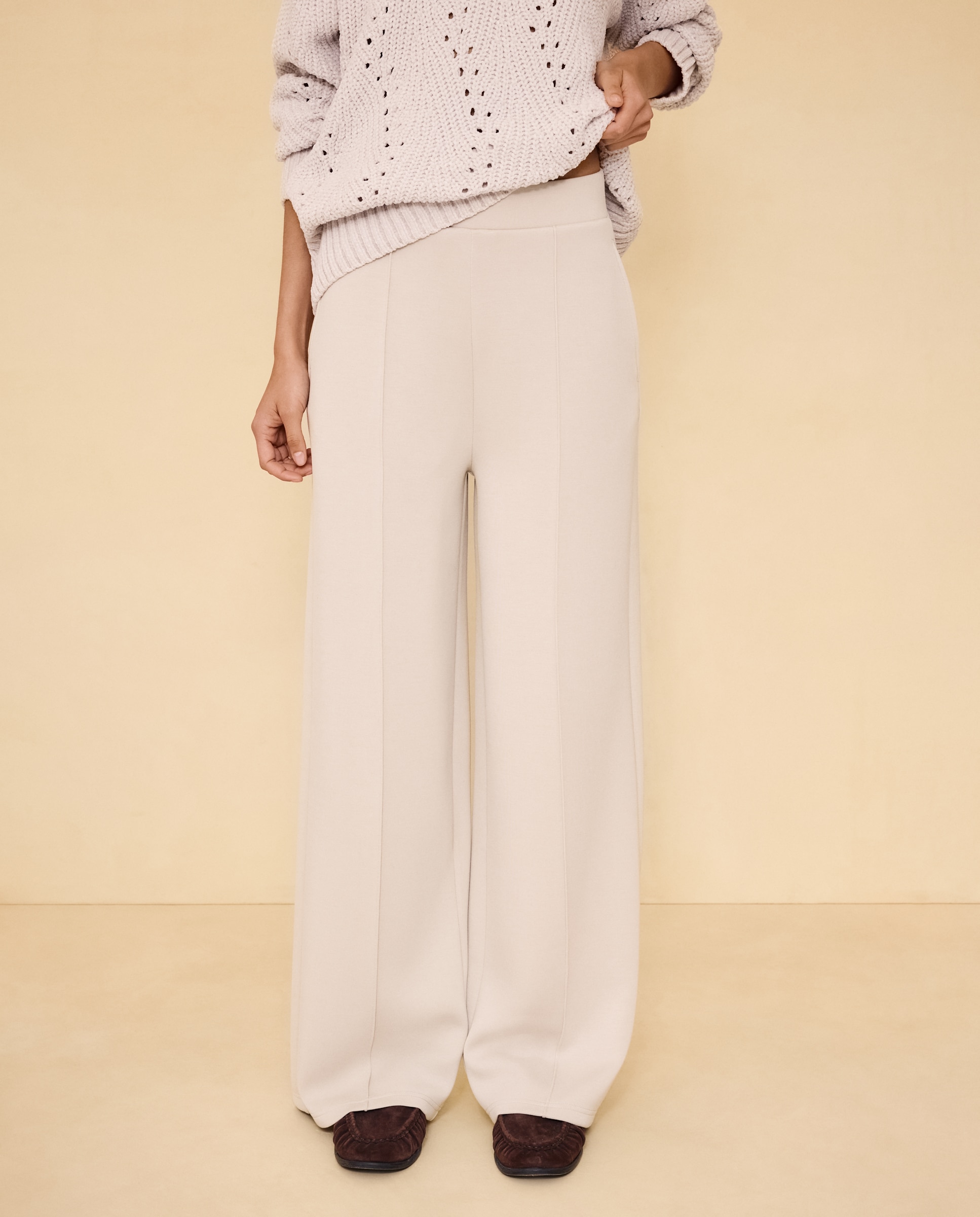 Pantalón ancho felpa de mujer - Easy Wear - 850 Piedra 850 Piedra-2