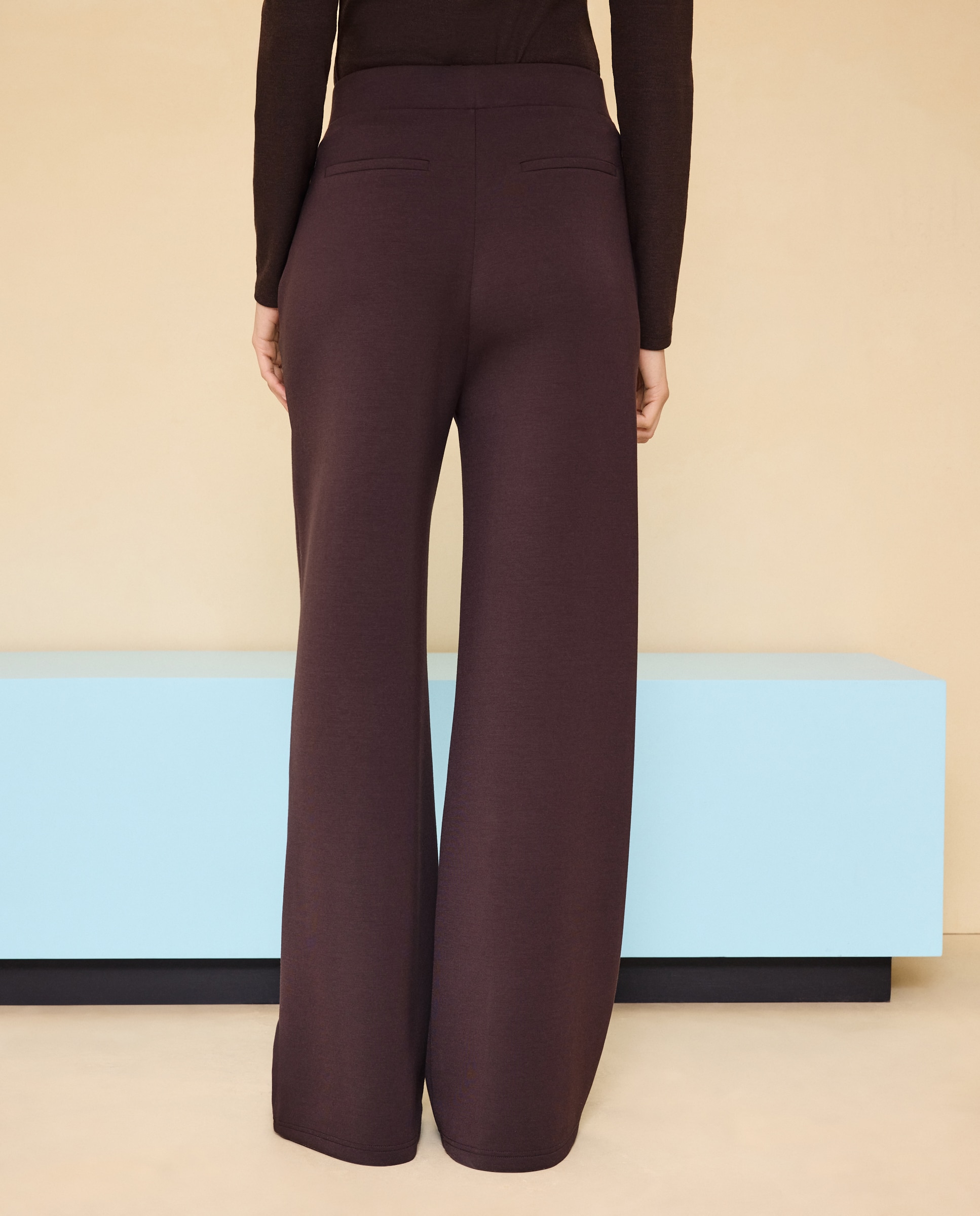 Pantalón ancho felpa de mujer - Easy Wear - Ciruela Ciruela-3
