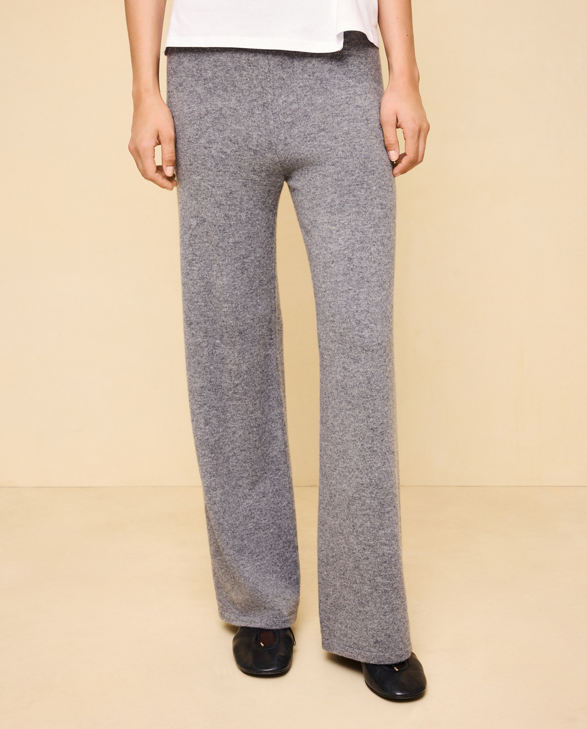 Pantalón de punto de lana con cashmere de mujer. - Easy Wear - 820 Gris medio 820 Gris medio-2