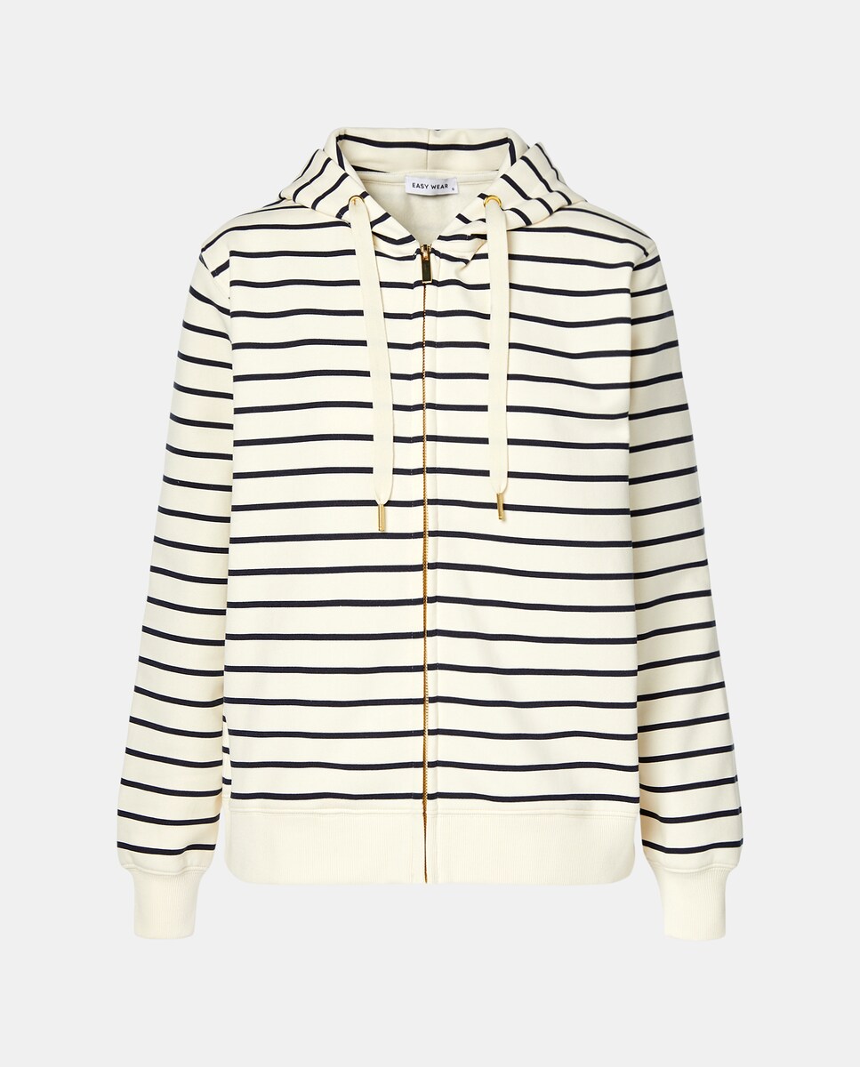 Sweatshirt de mulher com fecho de correr e capuz Branco-4