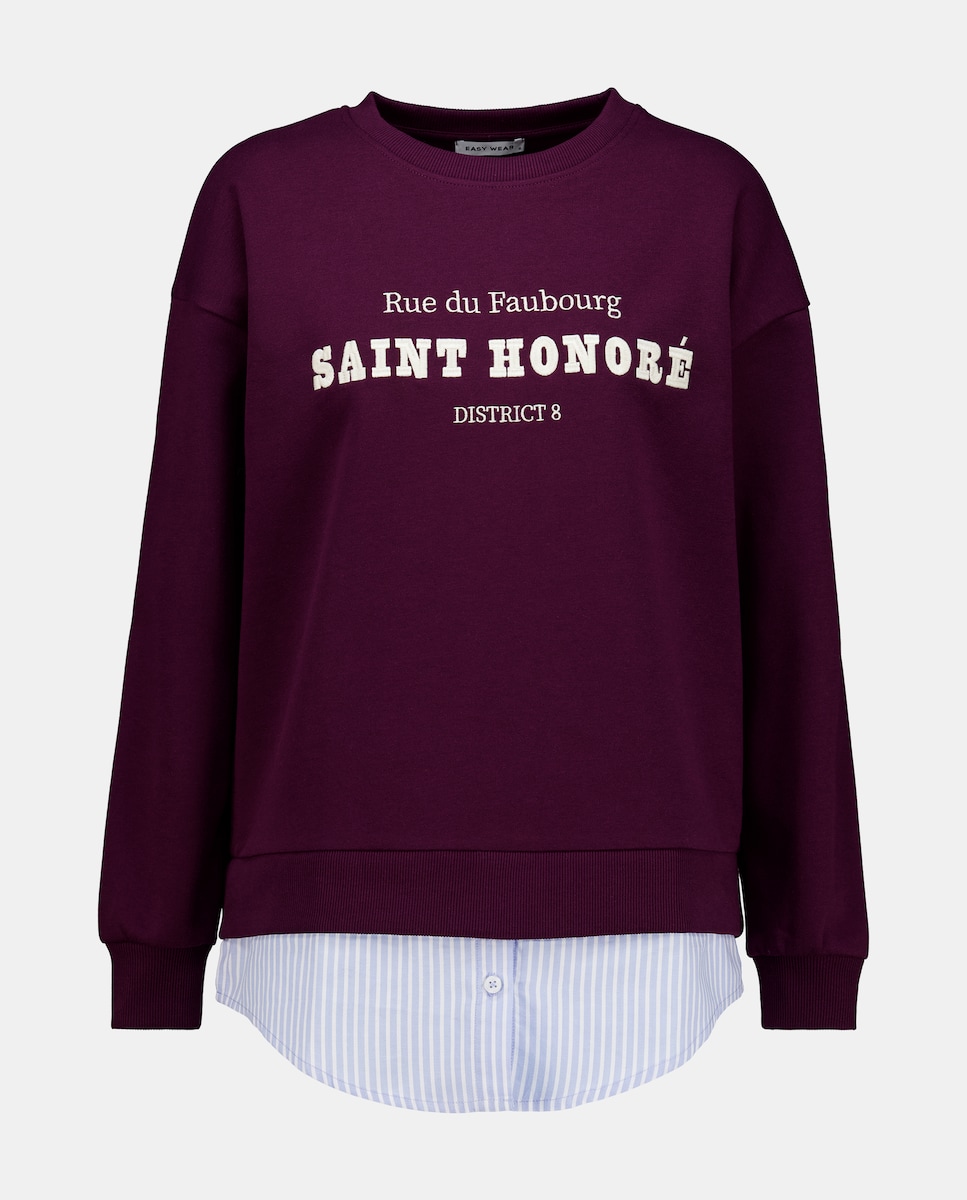 Sweatshirt de Decote Redondo com Popelina na Parte Inferior Roxo-5