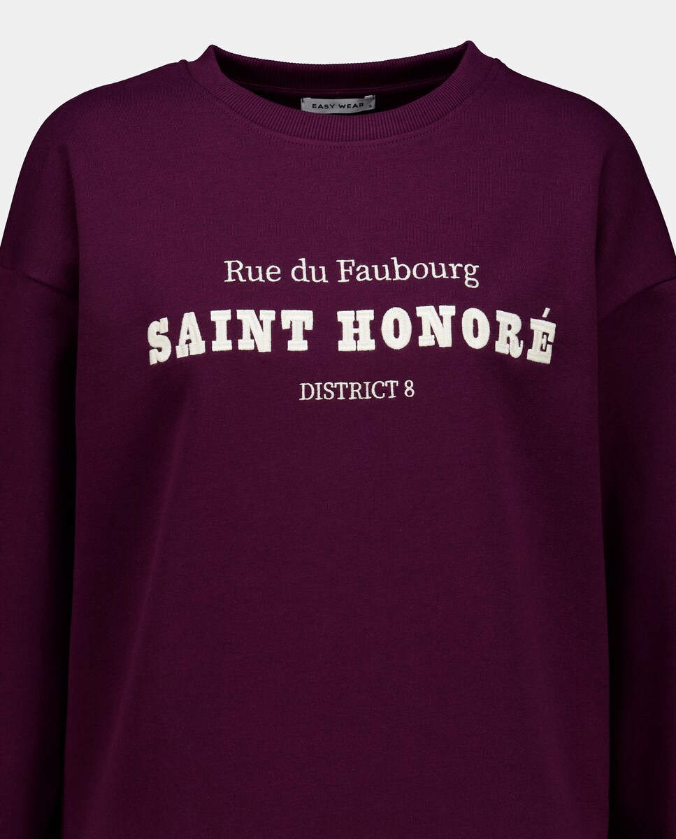 Sweatshirt de Decote Redondo com Popelina na Parte Inferior Roxo-6