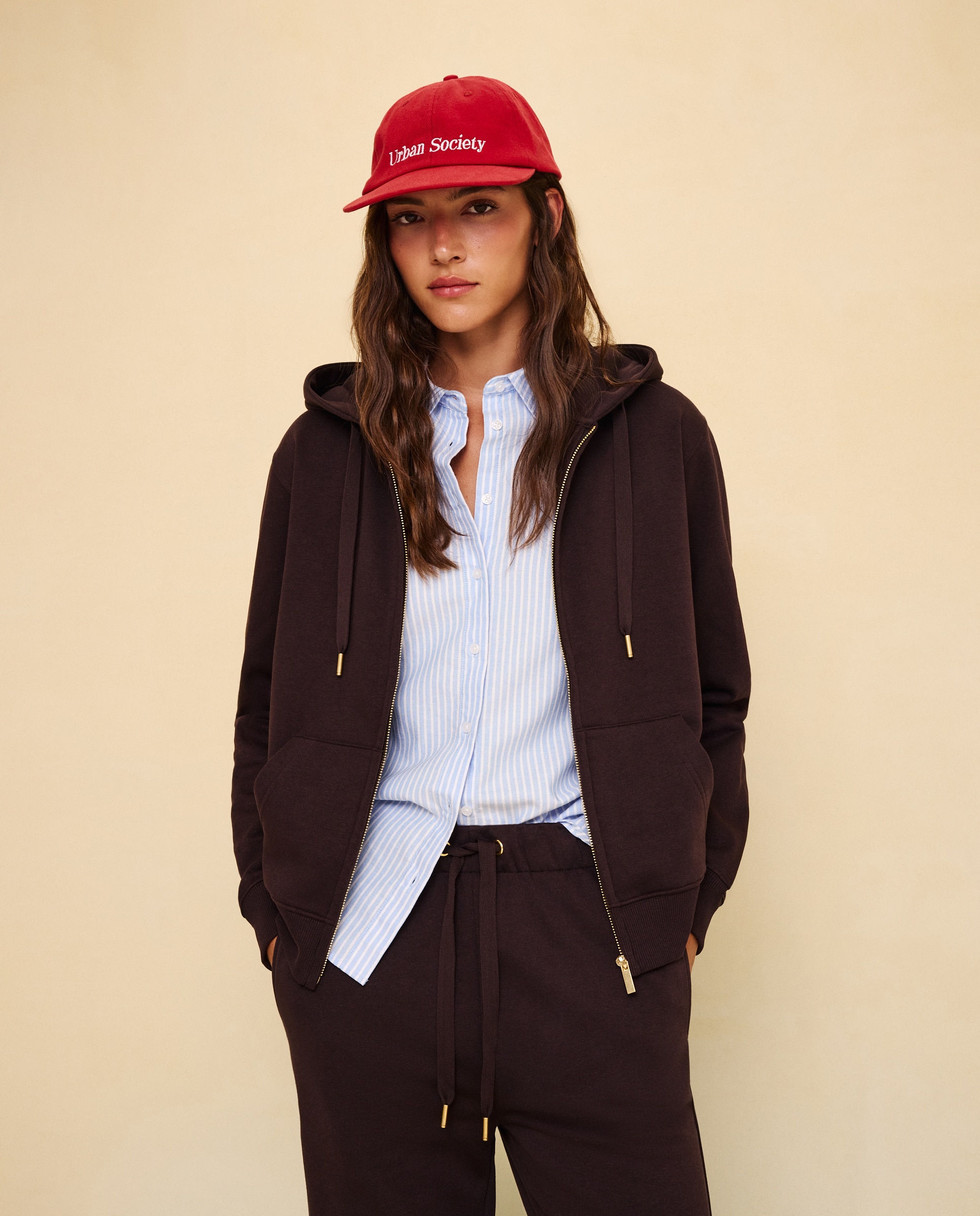 Sudadera chaqueta de mujer - Easy Wear - Marrón Marrón-1