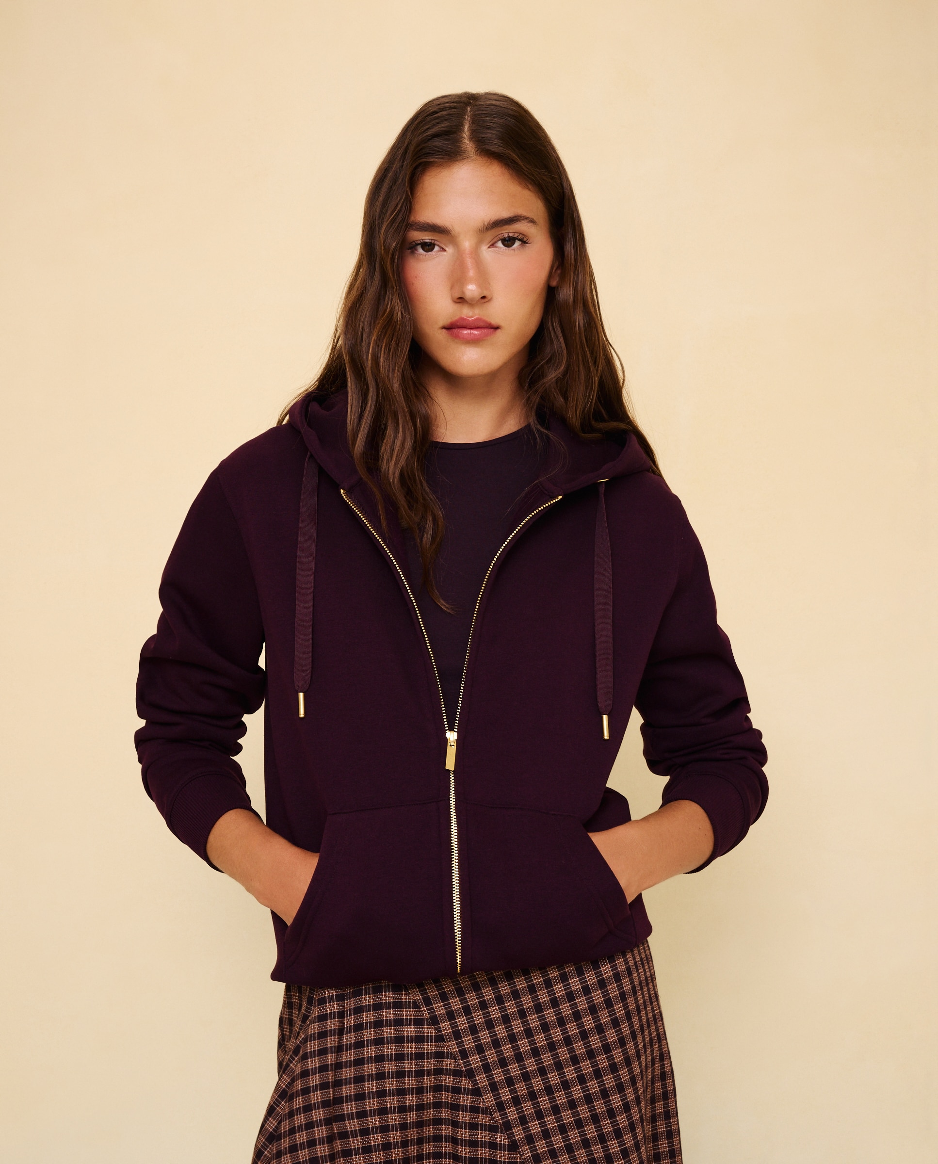 Sudadera chaqueta de mujer - Easy Wear - Ciruela Ciruela-2