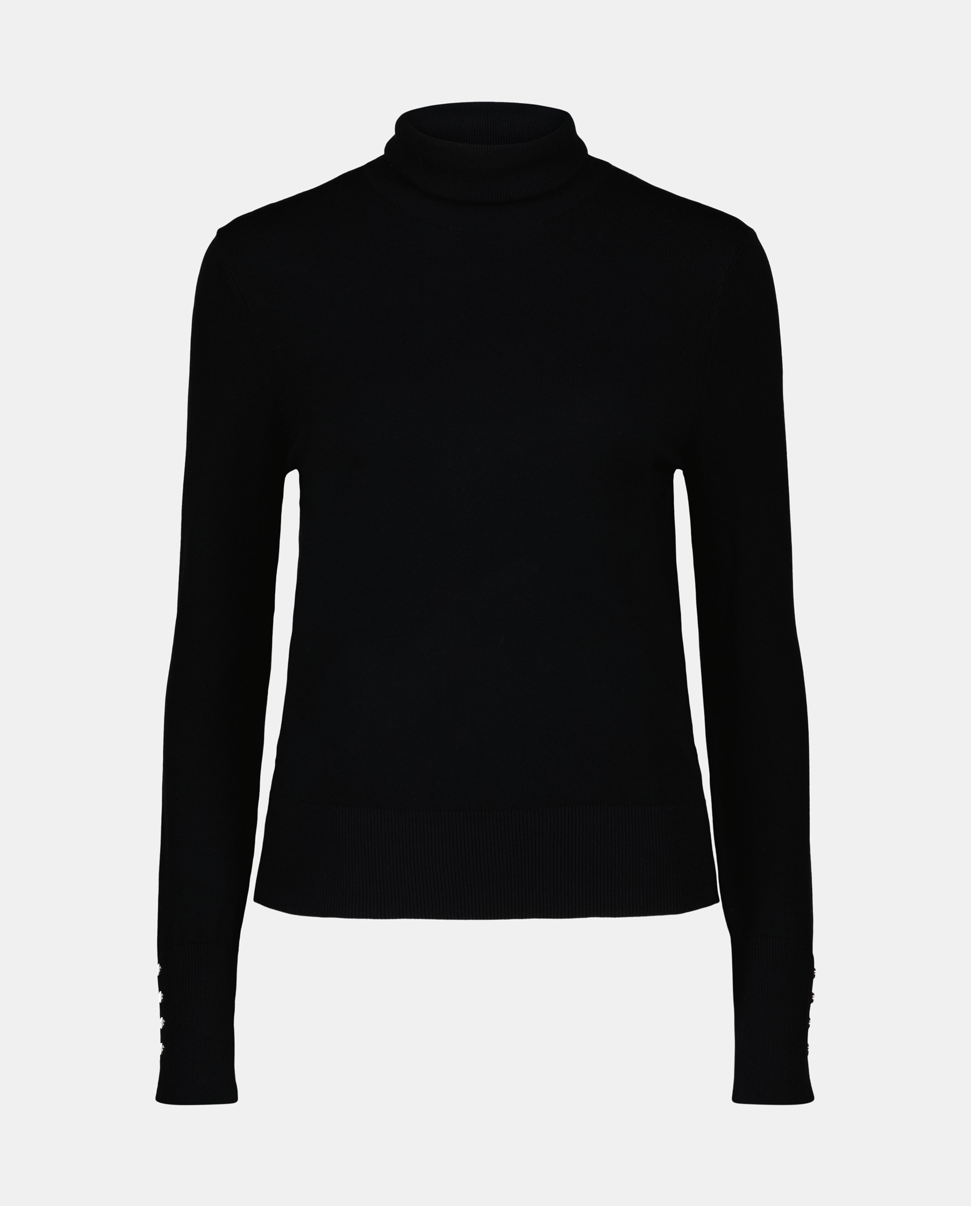 Camisola de malha básica com gola alta Preto-5