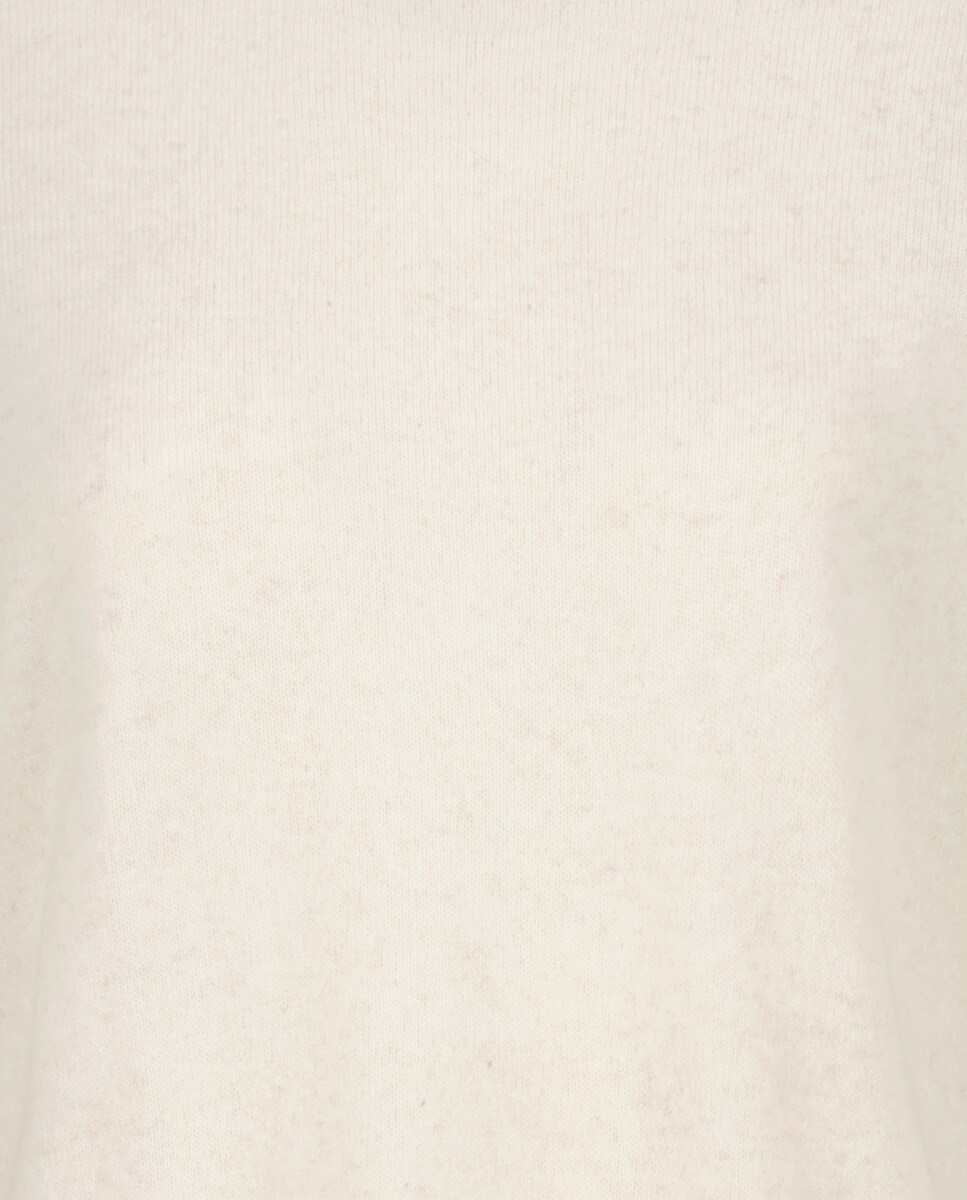 Camisola de Malha Lisa com Decote Redondo Bege-6