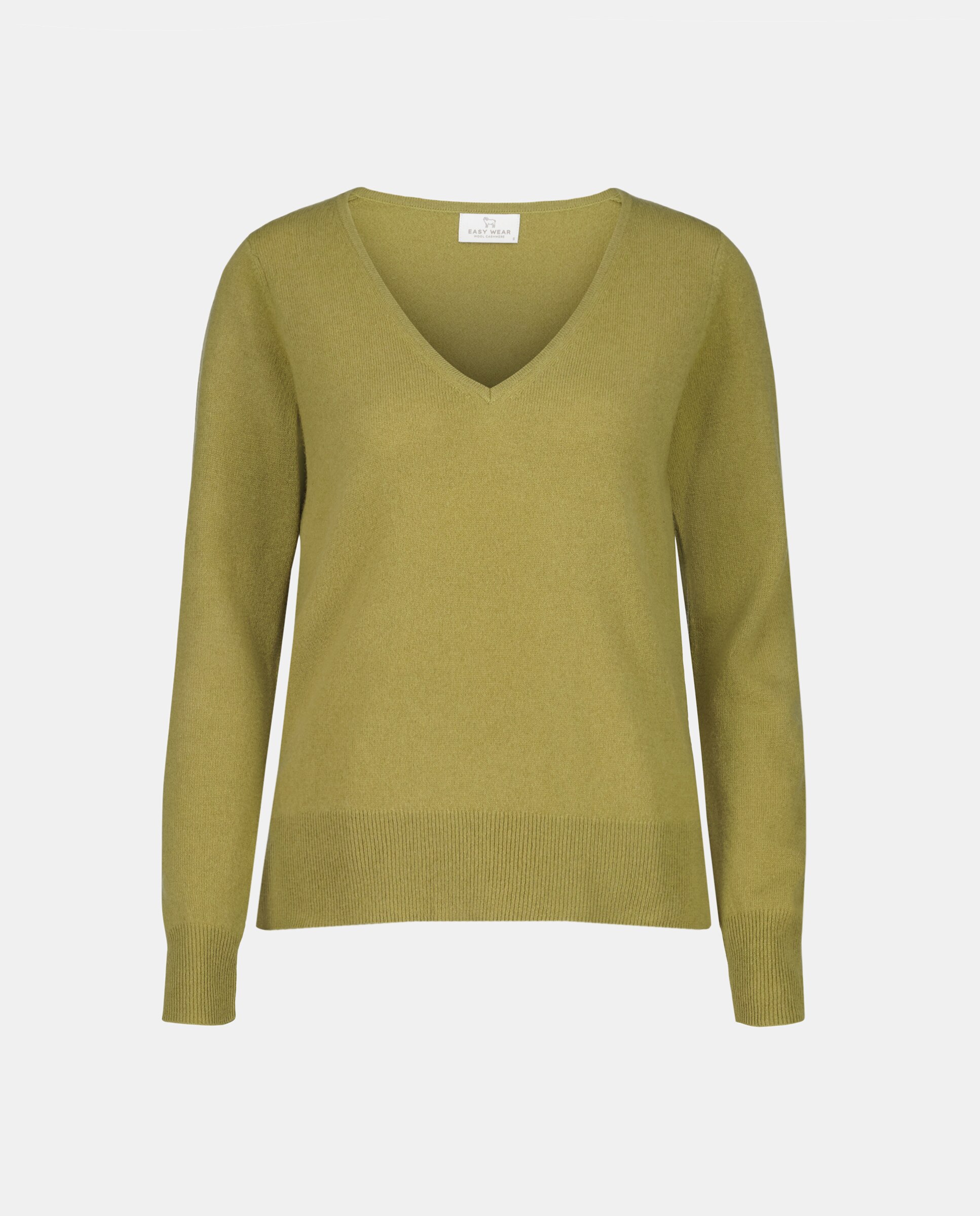 Camisola de Malha Lisa com Decote em Bico 371 Óleo-4