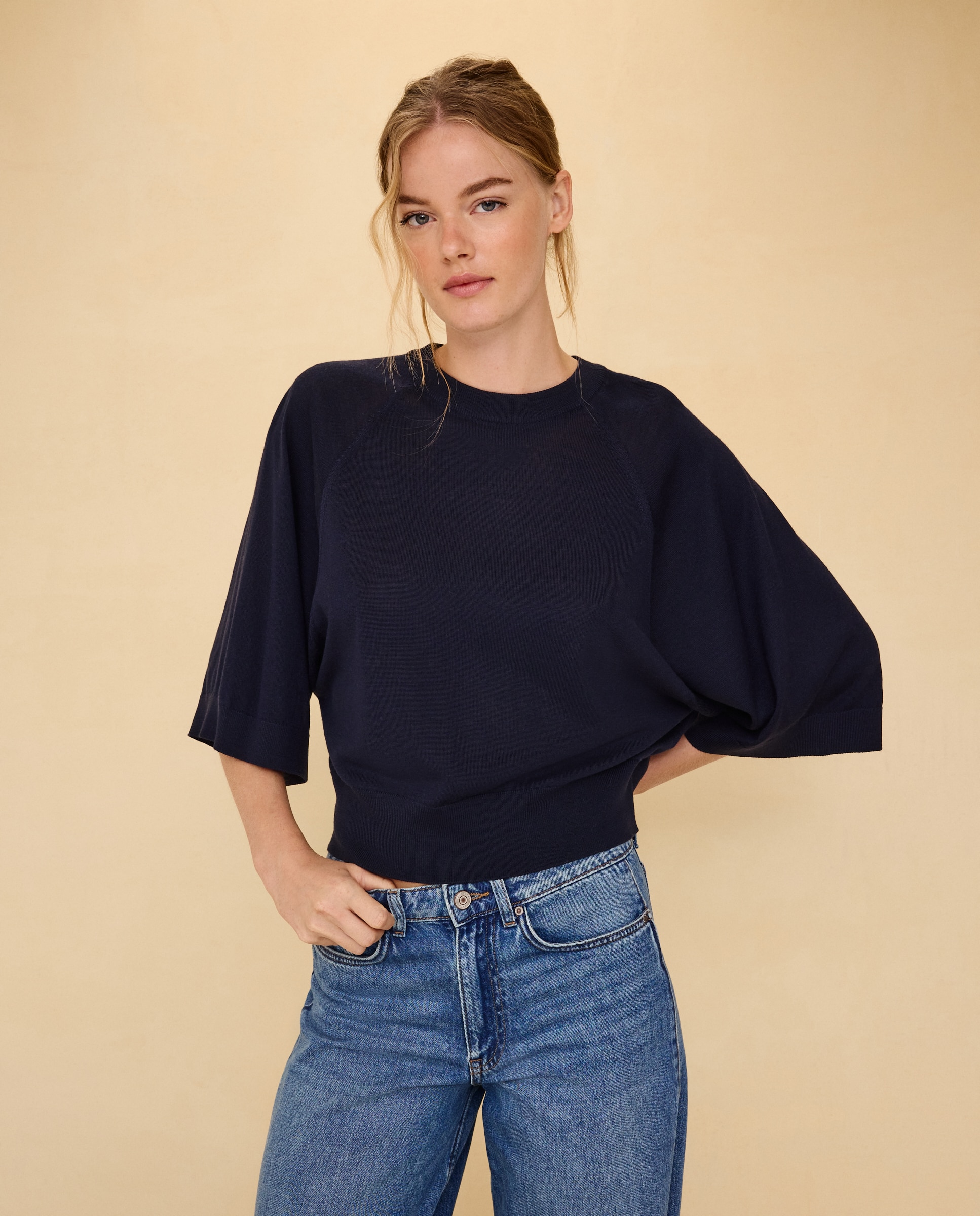 Jersey de mujer manga ancha con lana - Easy Wear - Azul marino Azul marino-2