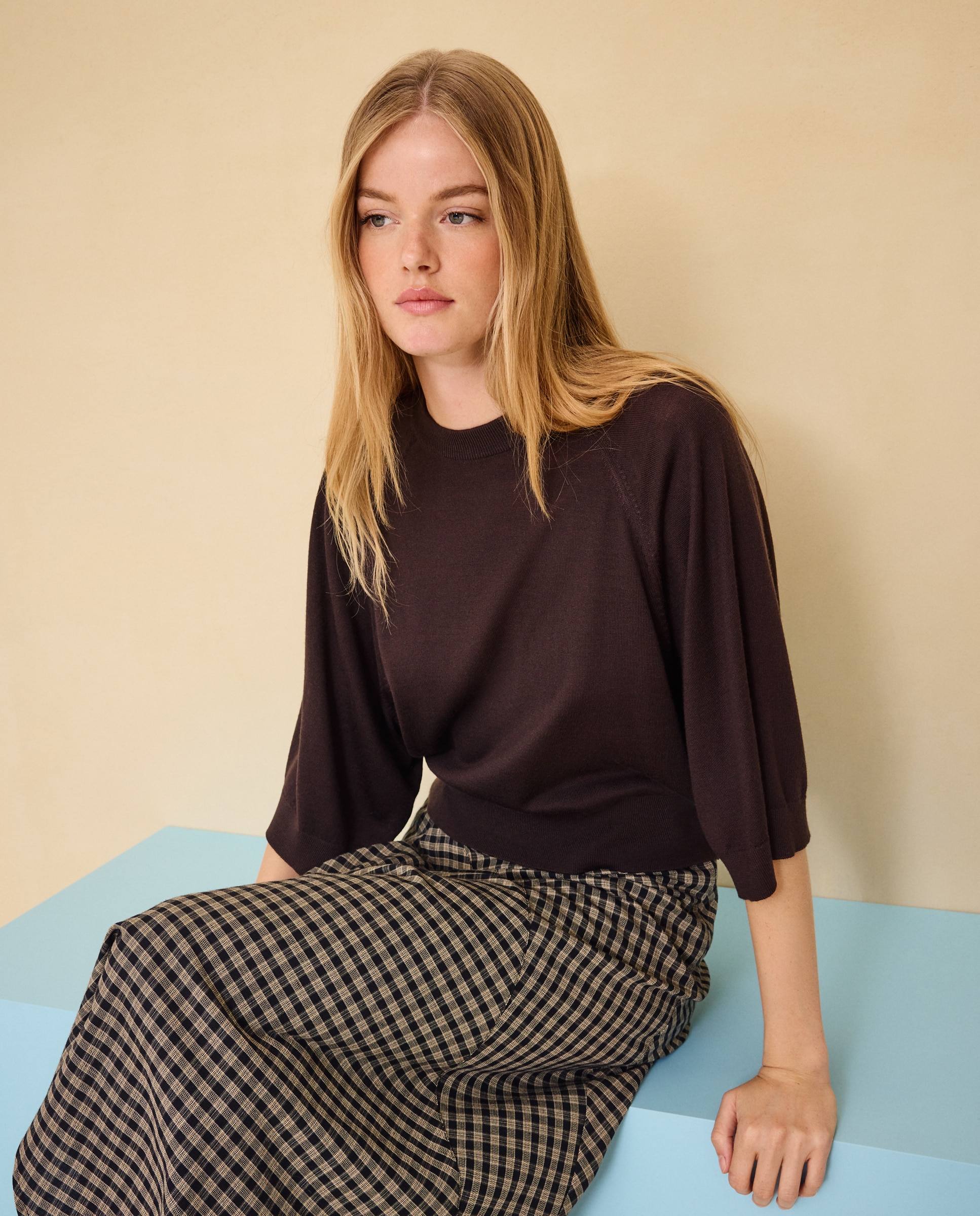 Jersey de mujer manga ancha con lana - Easy Wear - Marrón Marrón-1