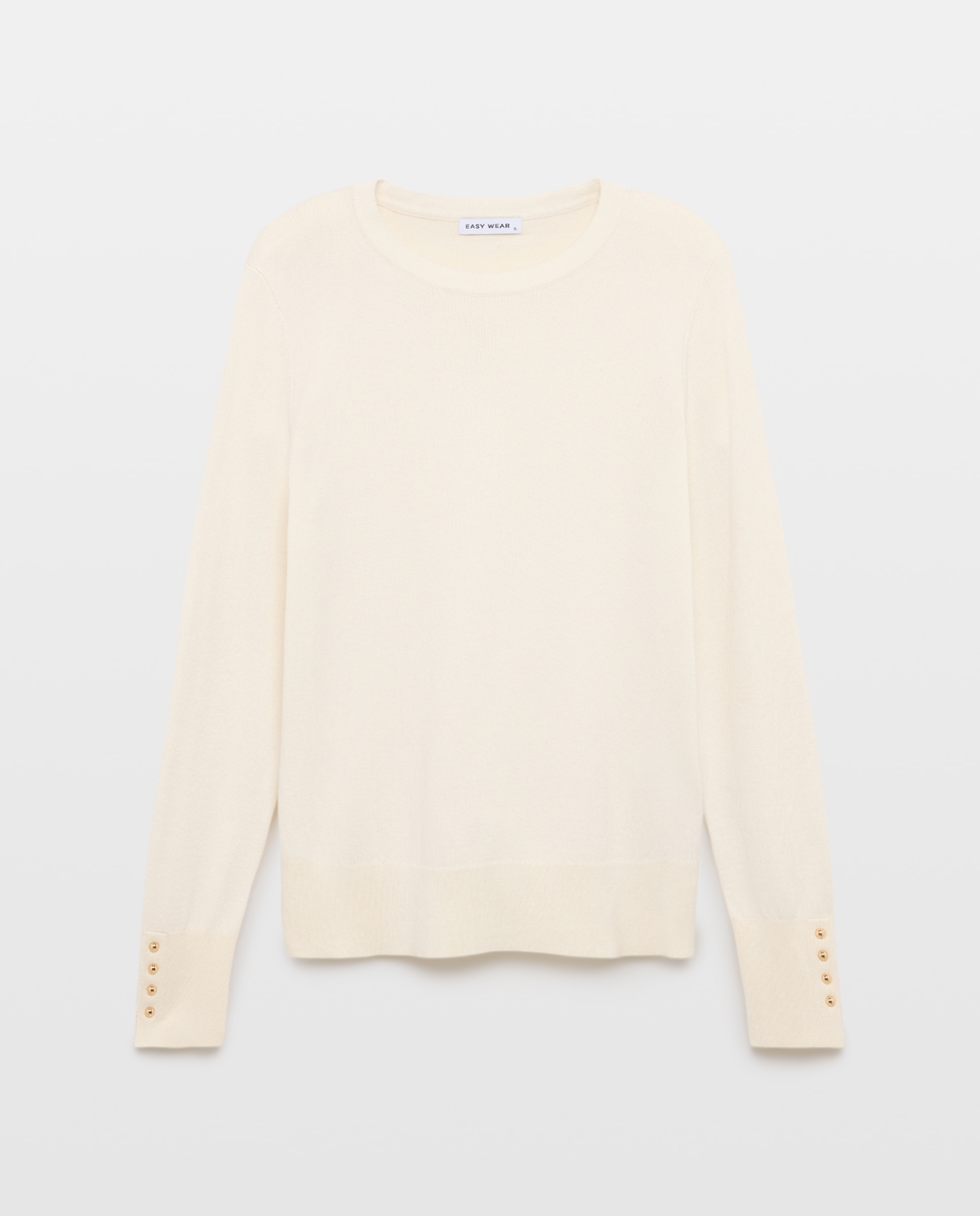 Jersey cuello redondo con detalle de botones en puño de mujer - Easy Wear - 120 Crudo 120 Crudo-4