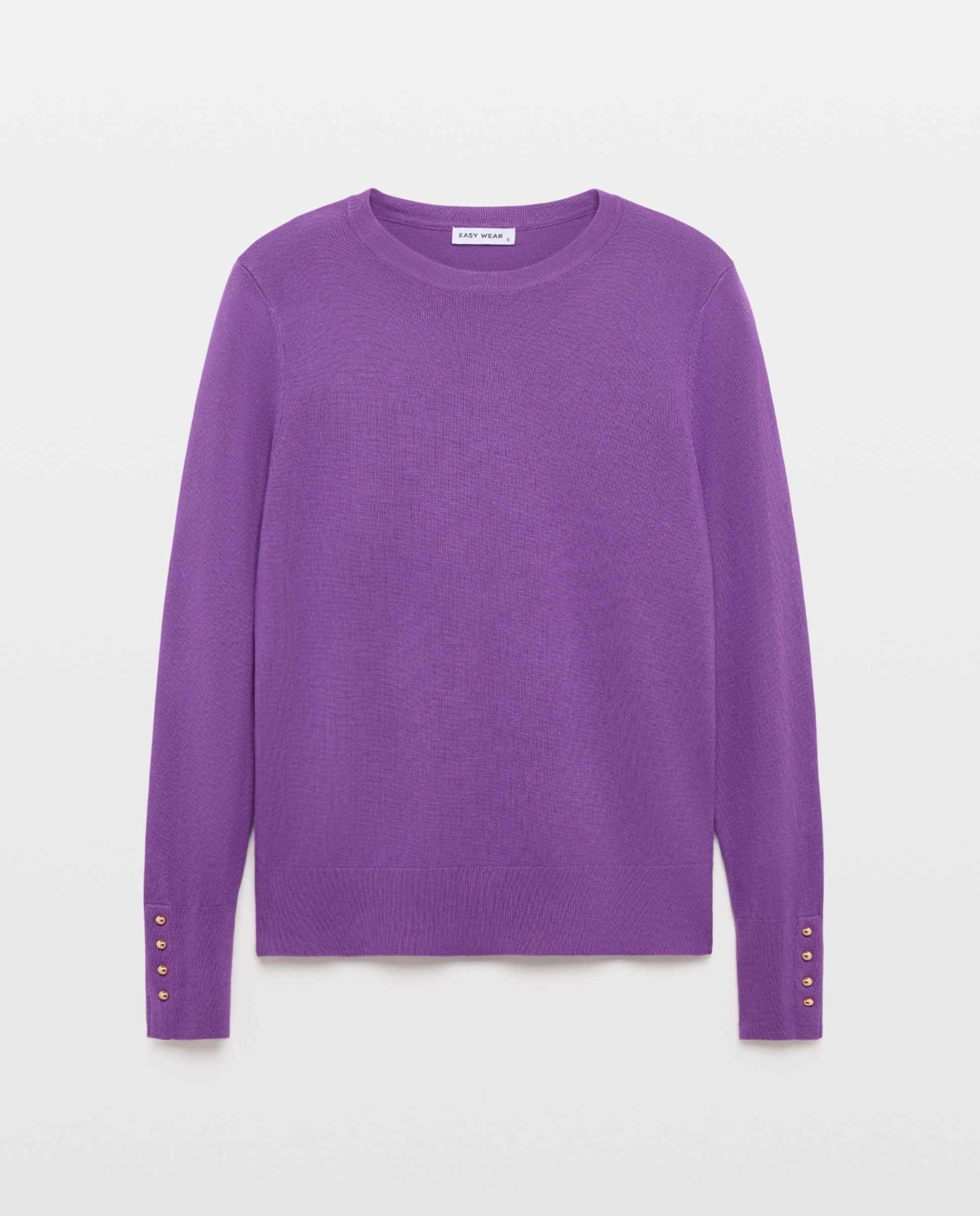 Jersey cuello redondo con detalle de botones en puño de mujer - Easy Wear - Purpura Purpura-4