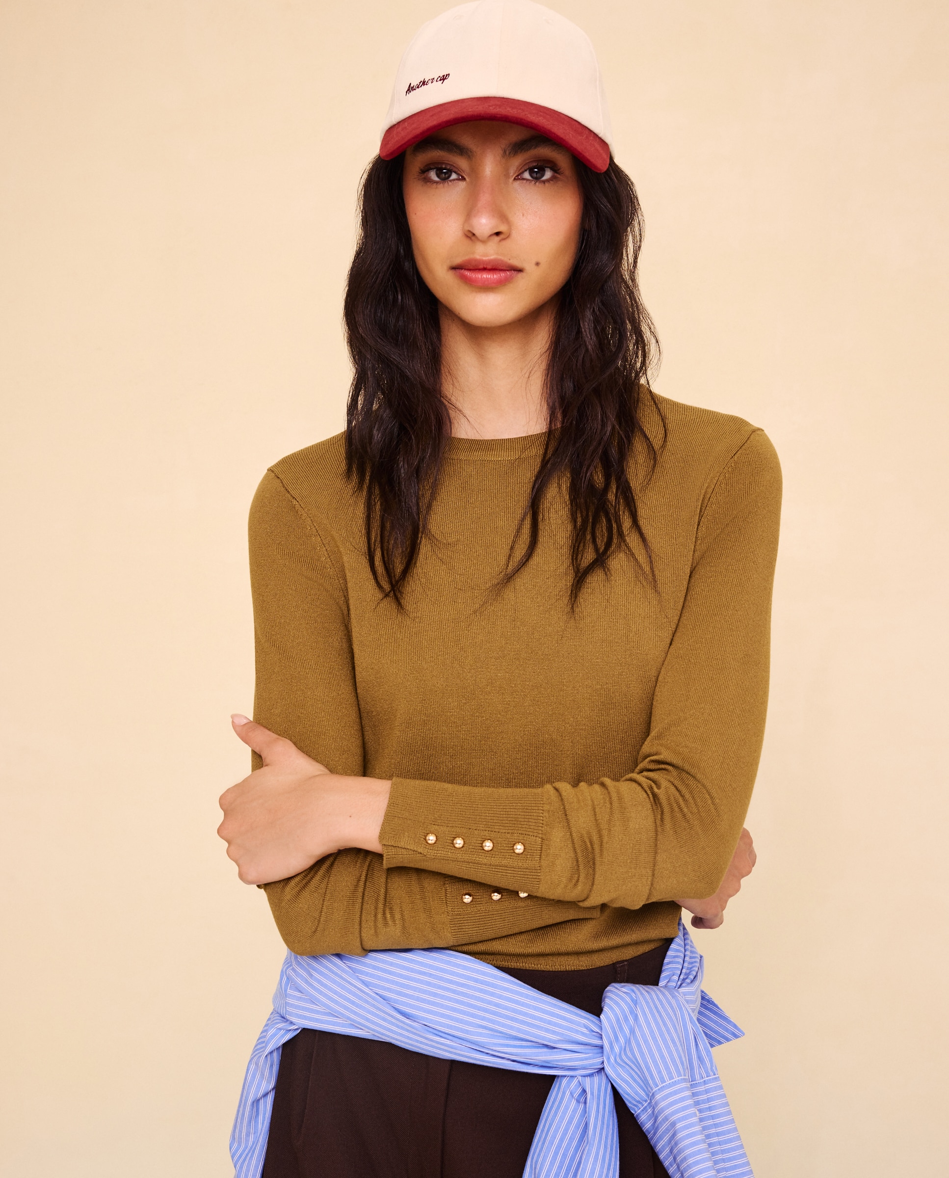 Jersey cuello redondo con detalle de botones en puño de mujer - Easy Wear - Verde Verde-2