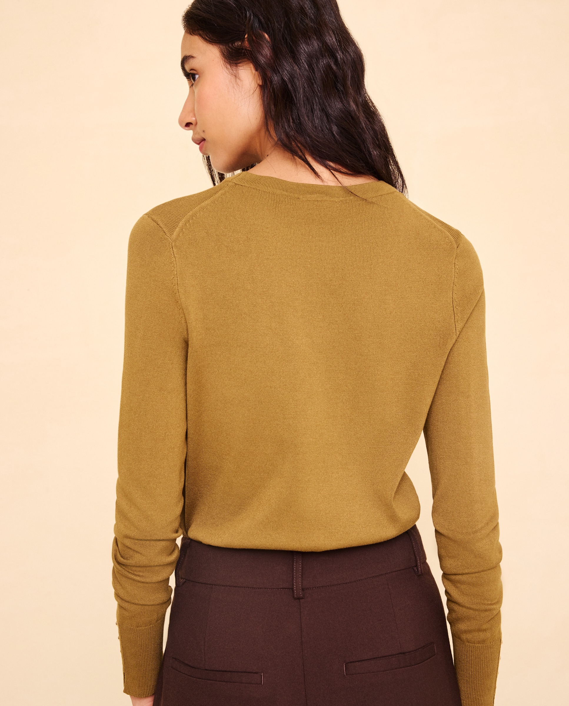 Jersey cuello redondo con detalle de botones en puño de mujer - Easy Wear - Verde Verde-3