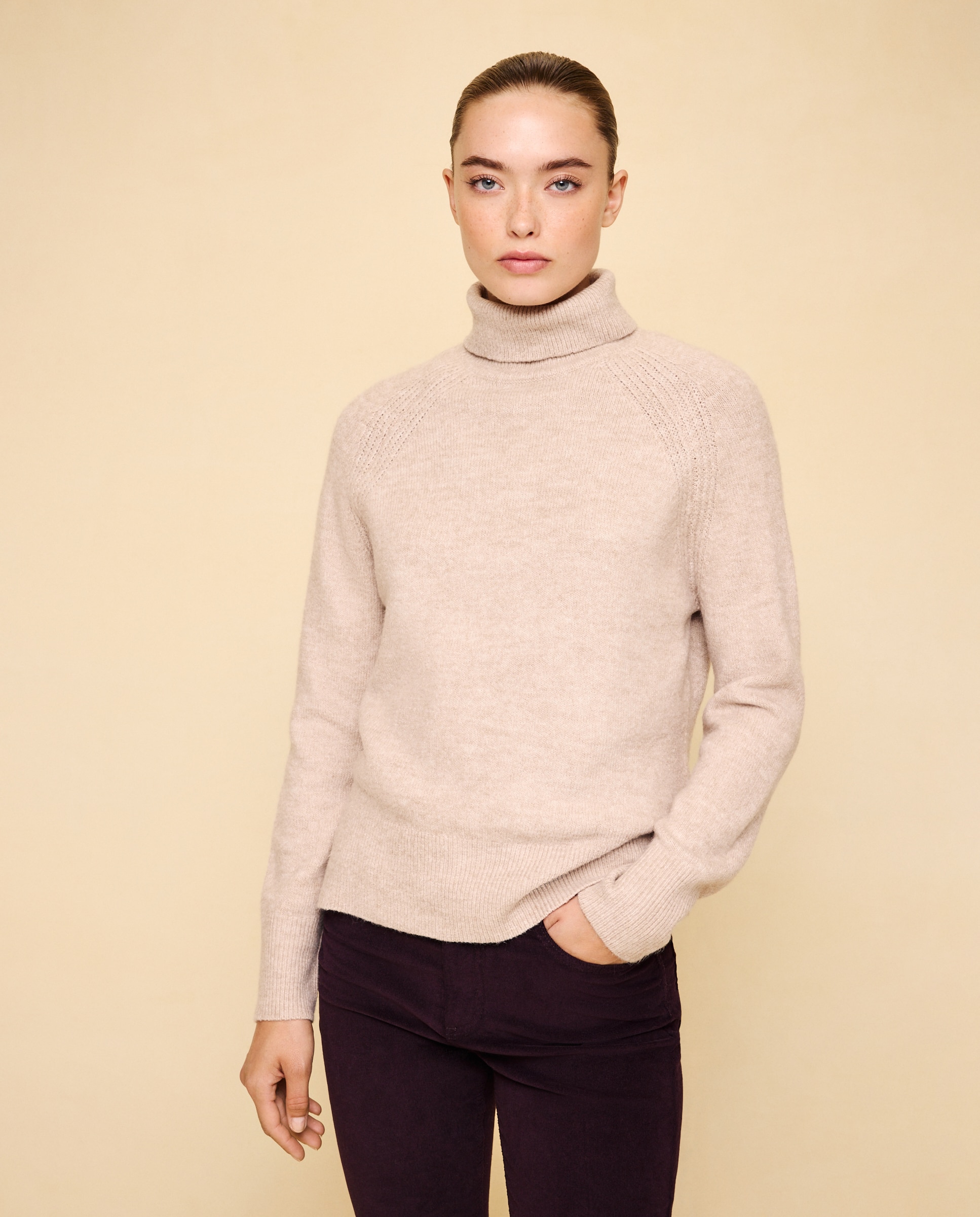 Jersey cuello alto soft de mujer - Easy Wear - Tostado Tostado-2