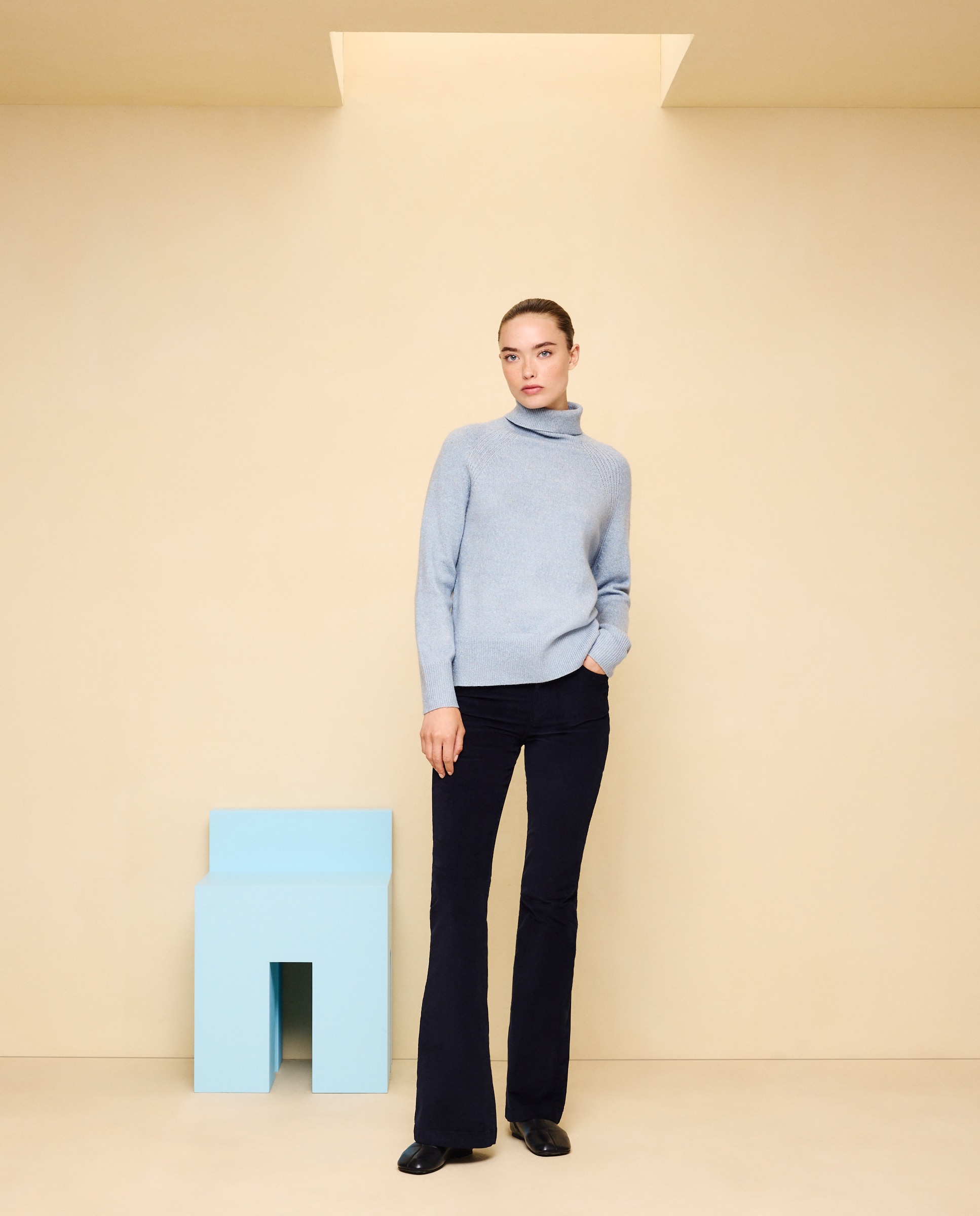 Jersey cuello alto soft de mujer - Easy Wear - Añil Añil-2