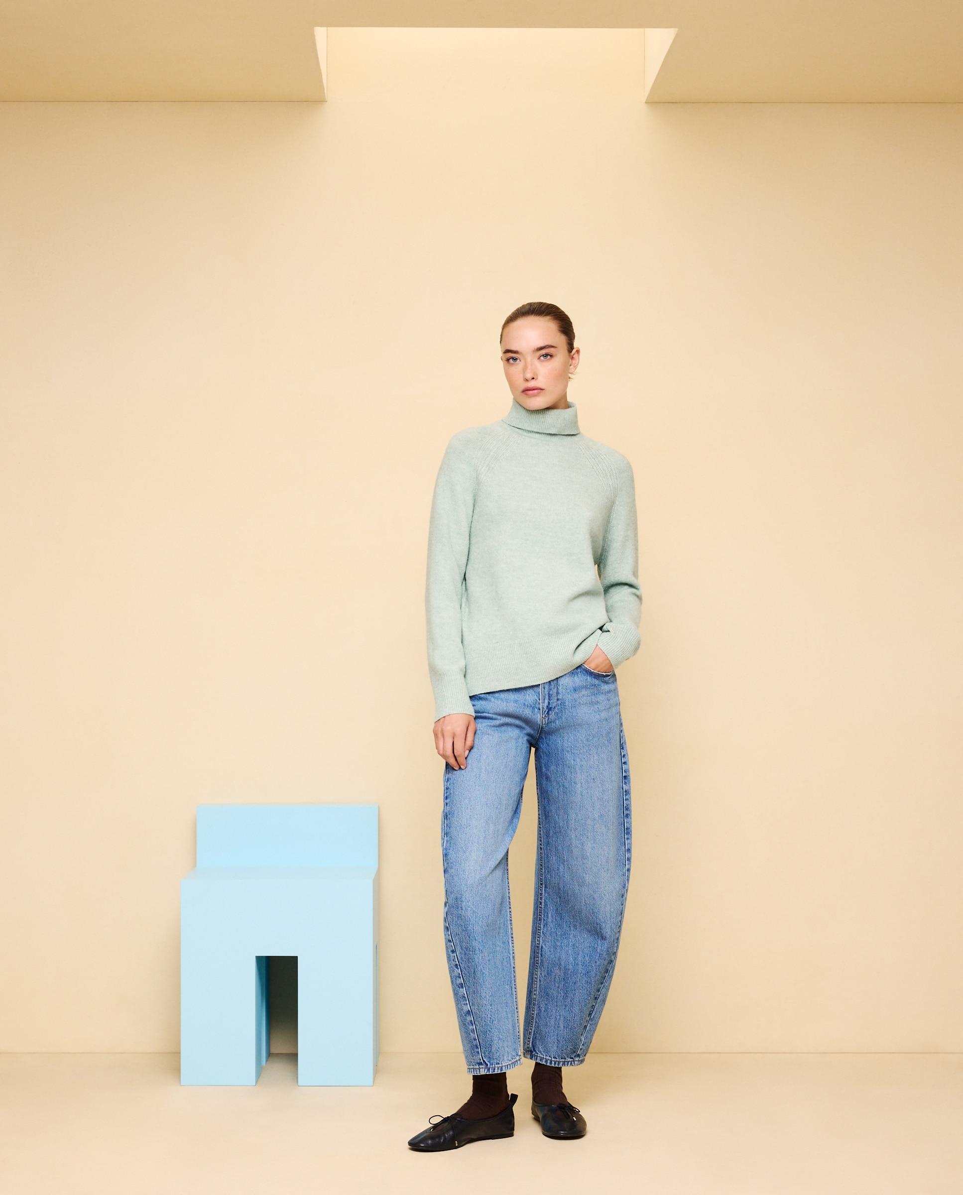 Jersey cuello alto soft de mujer - Easy Wear - 582 Verde agua 582 Verde agua-1