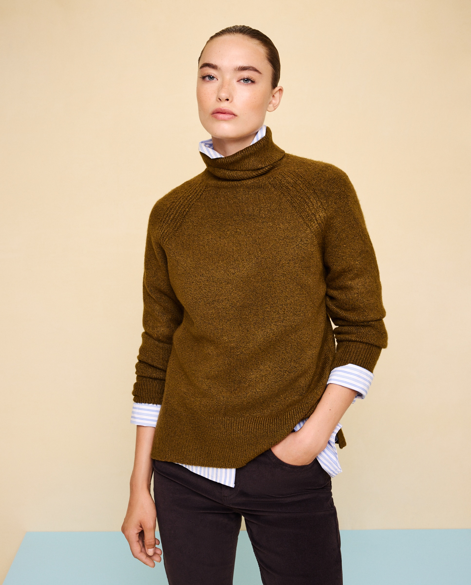Jersey cuello alto soft de mujer - Easy Wear - 580 Musgo 580 Musgo-1
