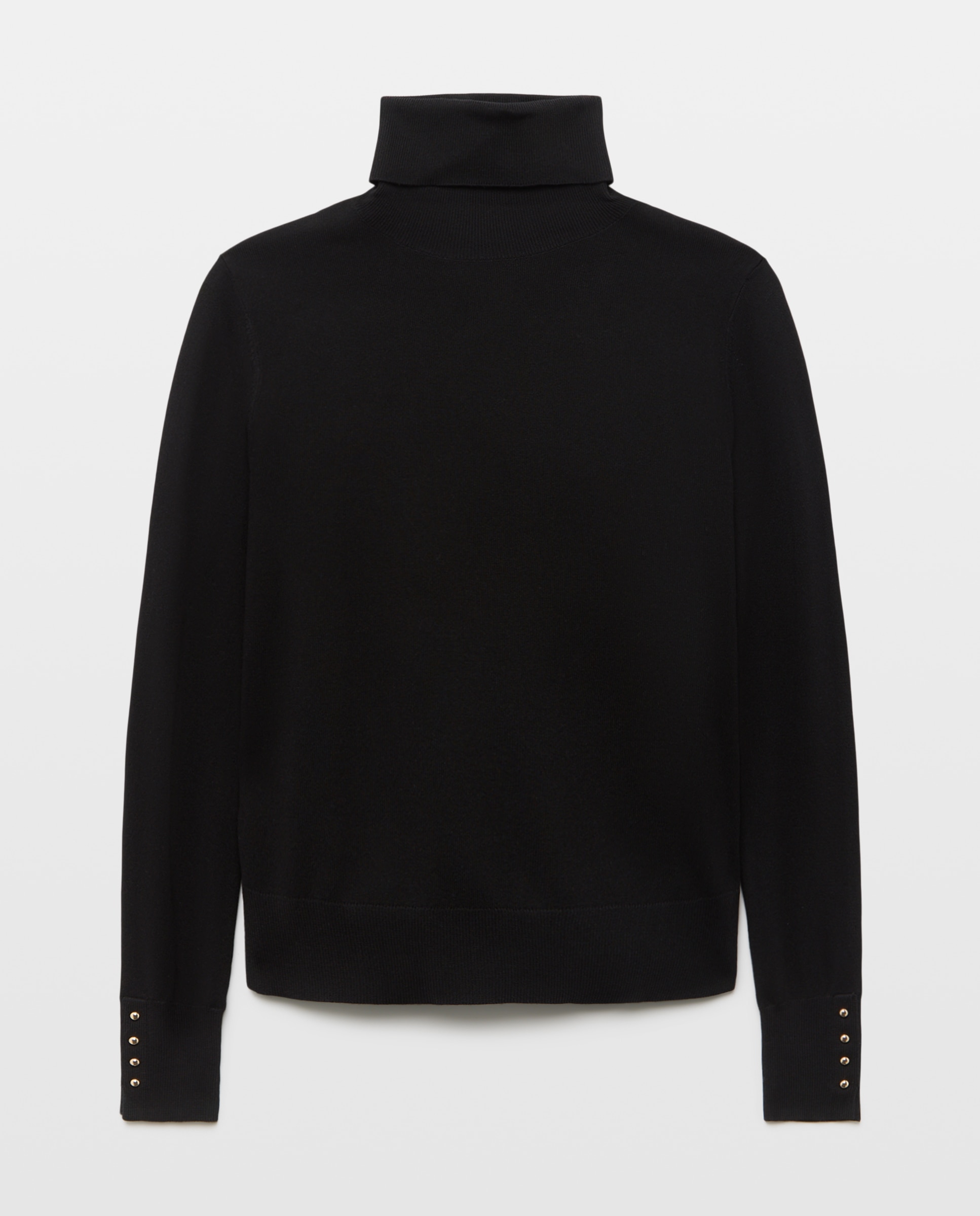 Jersey de mujer con cuello alto y botones en puño - Easy Wear - Negro Negro-1