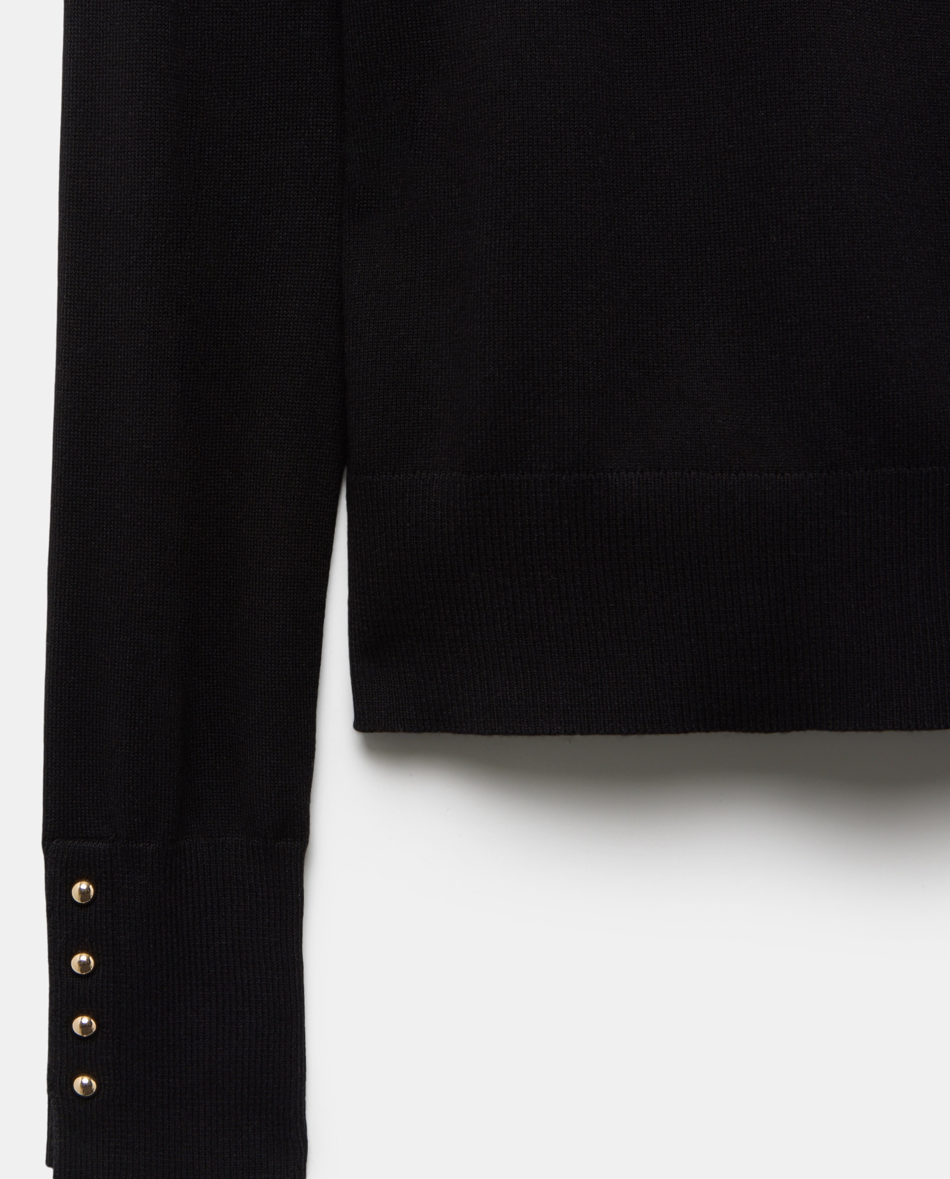 Jersey de mujer con cuello alto y botones en puño - Easy Wear - Negro Negro-2