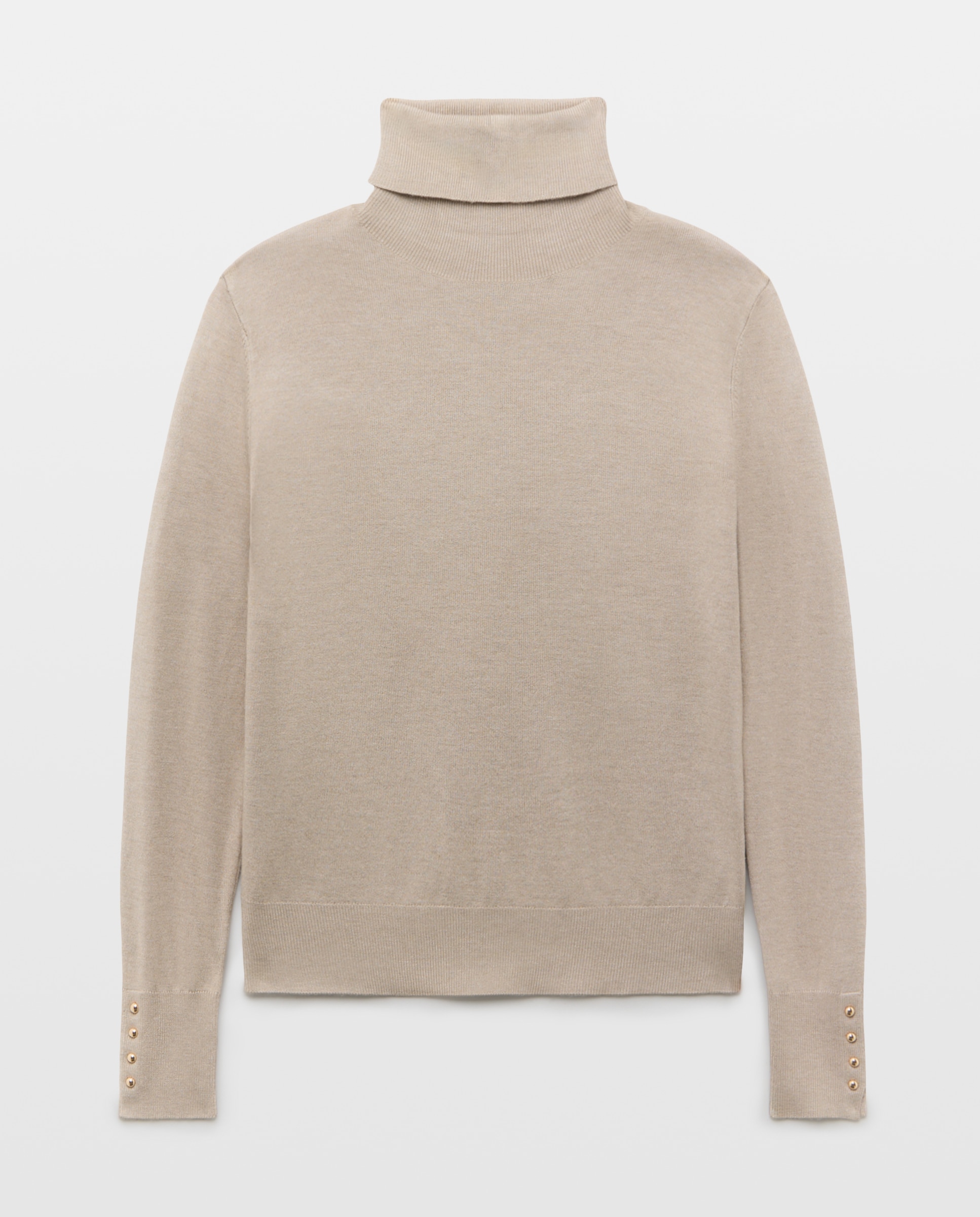 Jersey de mujer con cuello alto y botones en puño - Easy Wear - 850 Piedra 850 Piedra-4