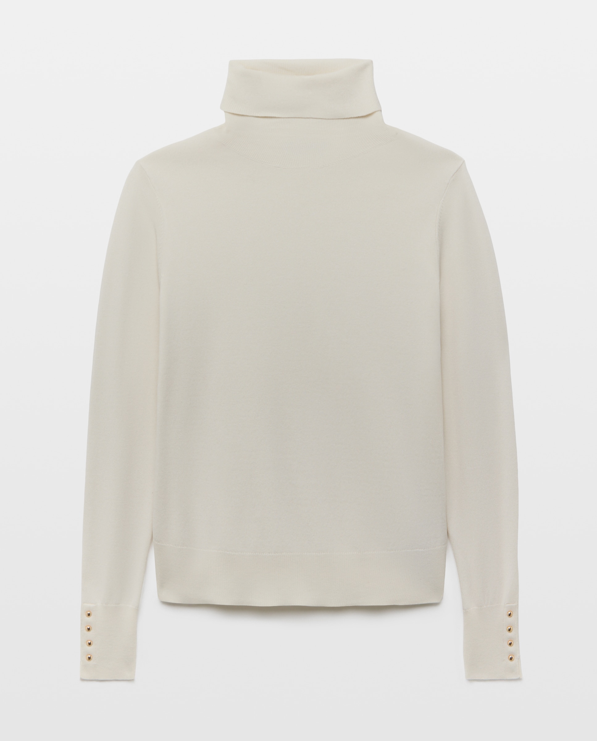 Jersey de mujer con cuello alto y botones en puño - Easy Wear - 120 Crudo 120 Crudo-1