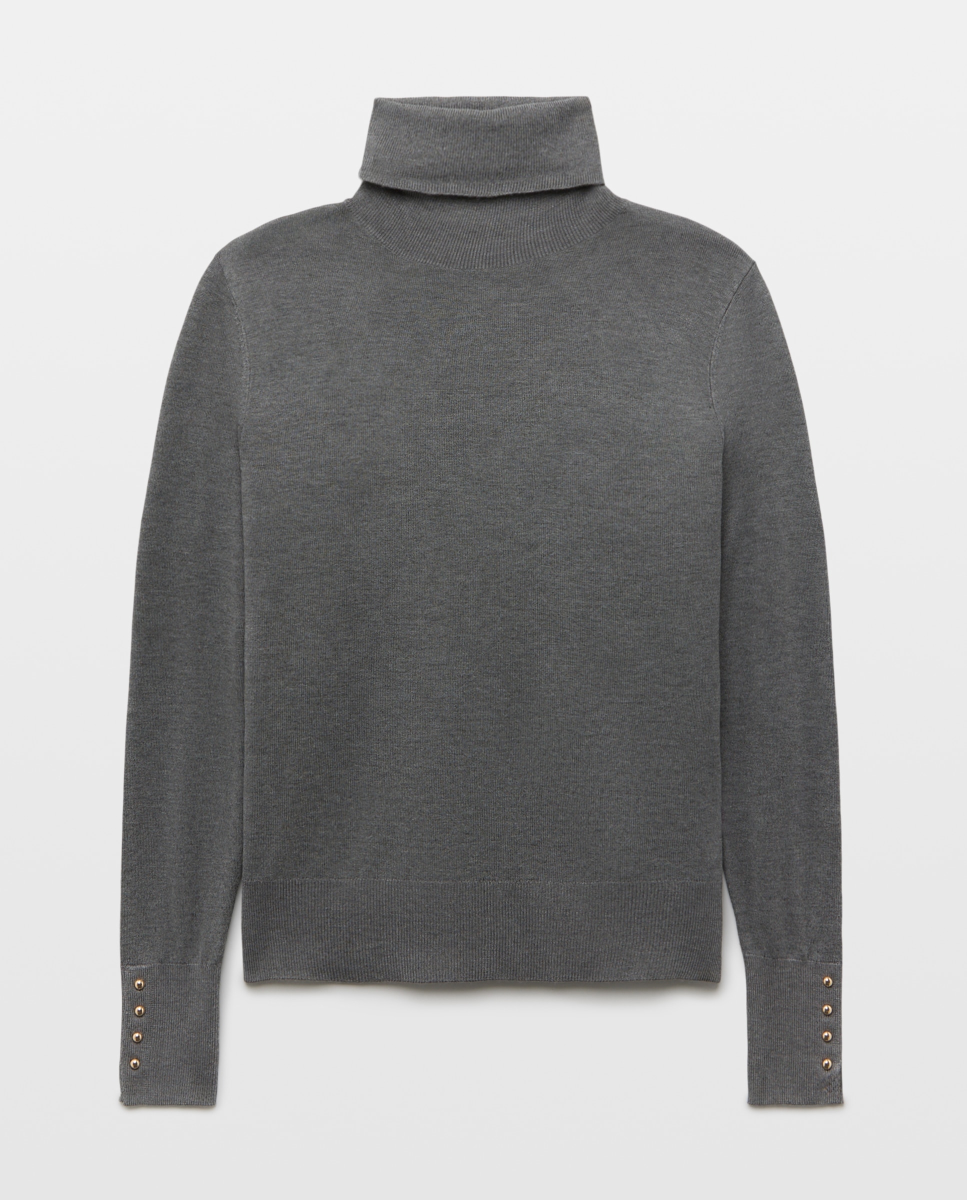 Jersey de mujer con cuello alto y botones en puño - Easy Wear - 820 Gris medio 820 Gris medio-1